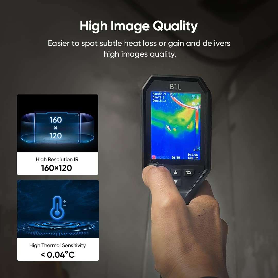 HIKMICRO B1L 160 x 120 IR Resolution Thermal Imaging Camera with WiFi, 25Hz Refresh Rate, 3.2" LCD Screen, Handheld 19200 Pixels Thermal Imager with High Temperature Alarm 6