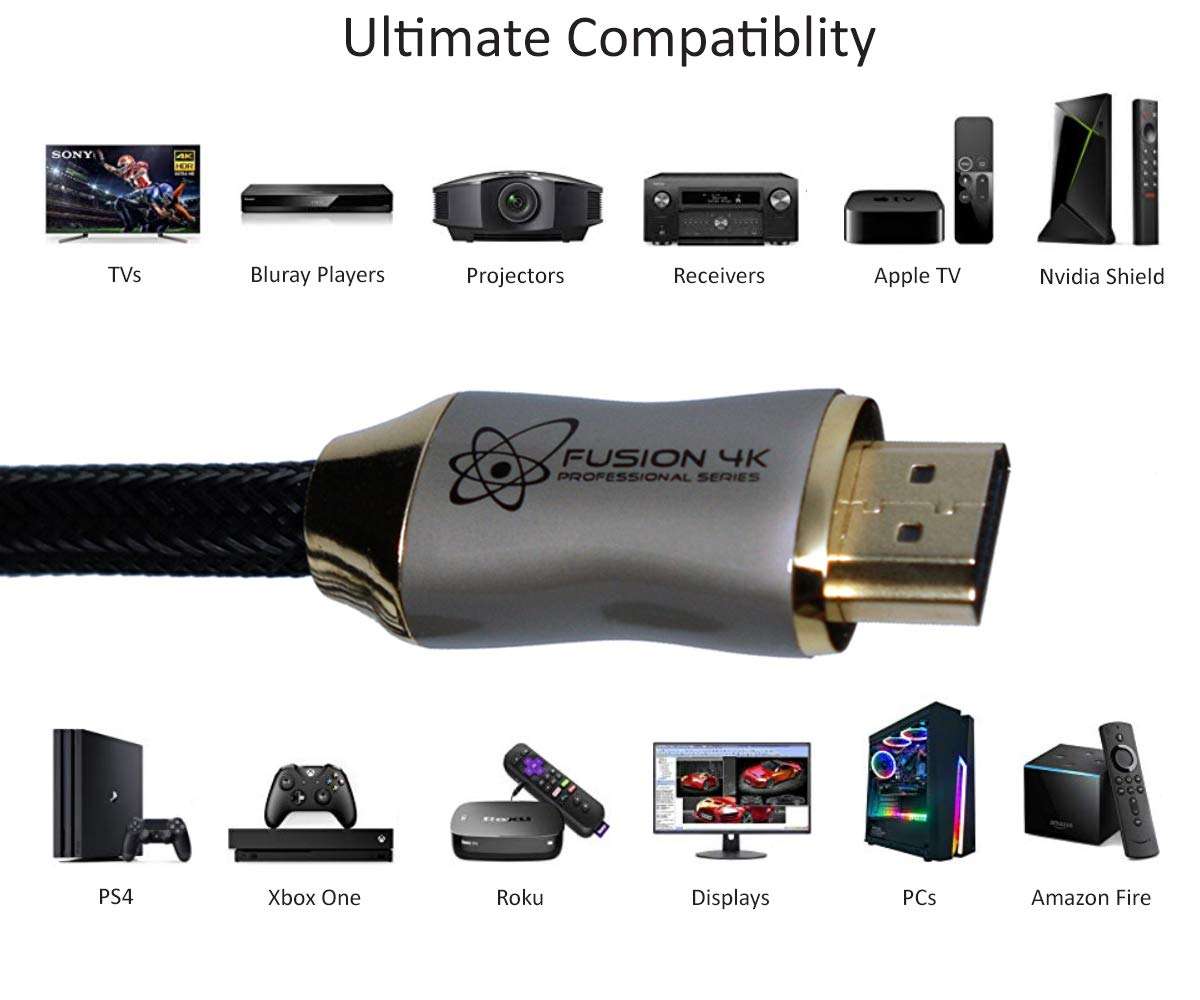 Fusion4k High Speed 4K HDMI Cable (4K @ 60Hz) - Professional Series (6 Feet) 6