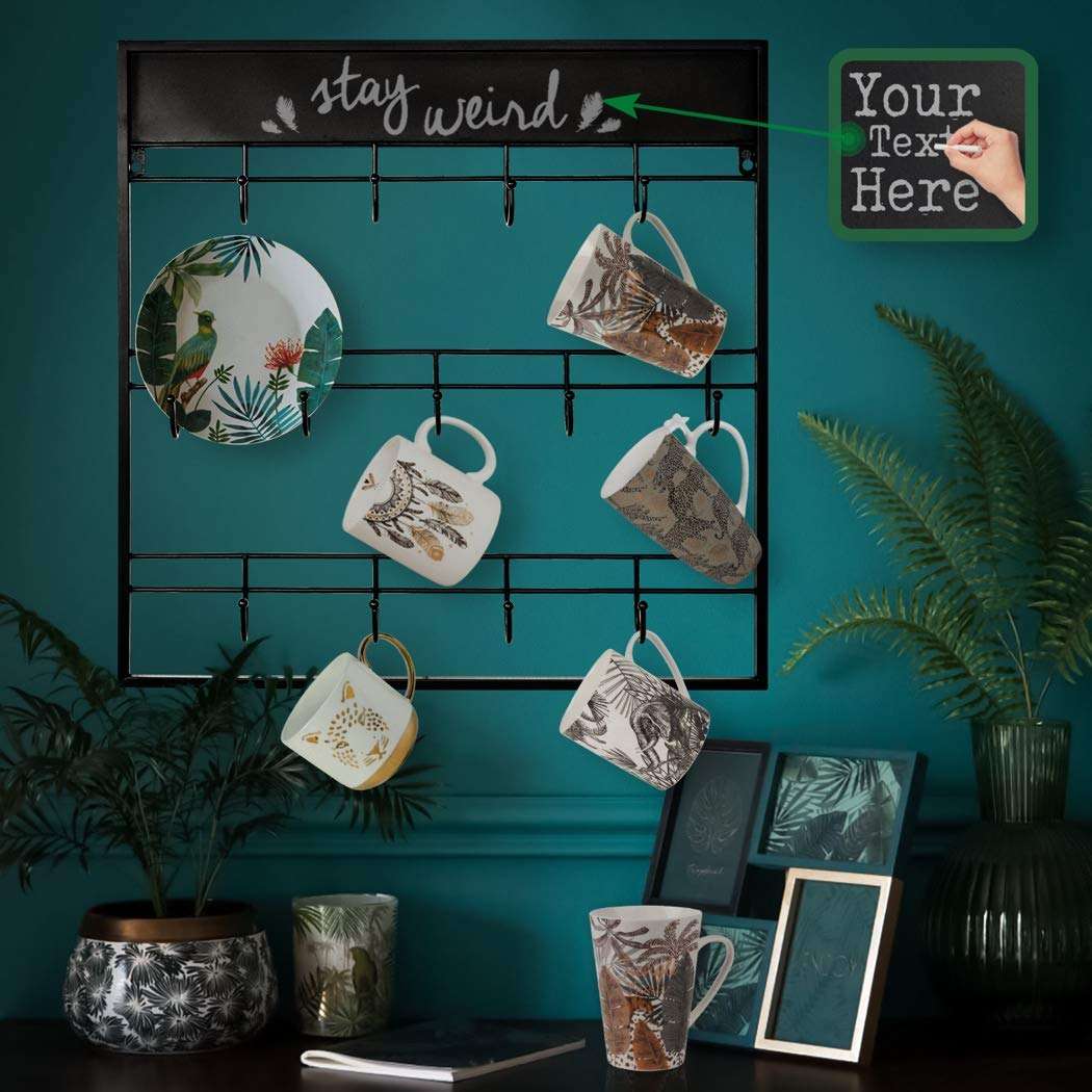 Qiang Ni Coffee Mug Holder: Easy to Install Wall Mounted Cup Hooks - 17" Coffee Rack for Home Kitchen Apartment Office Dining Room Cafe Bar 3