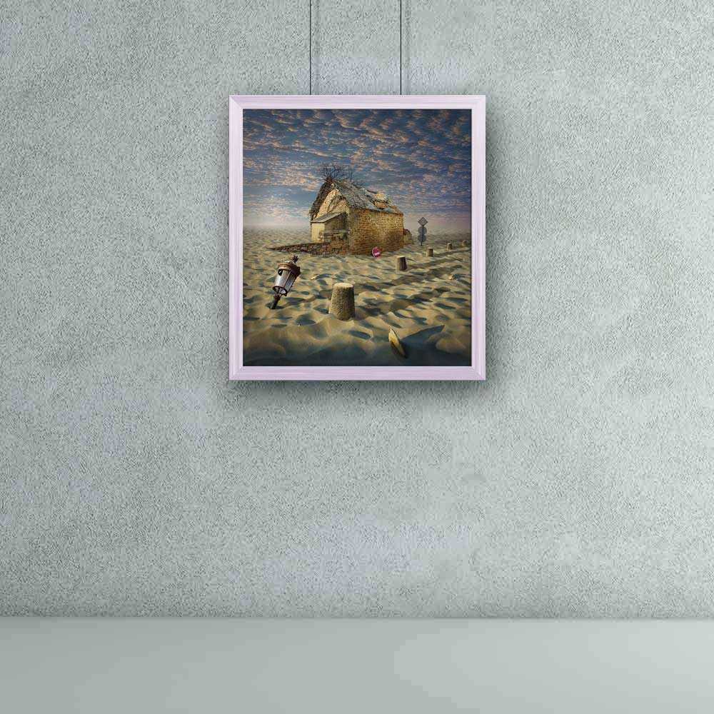 ArtzFolio Lost in Desert Tabletop Painting White Frame 12 x 13.3 inch (30 x 34 cms) 1