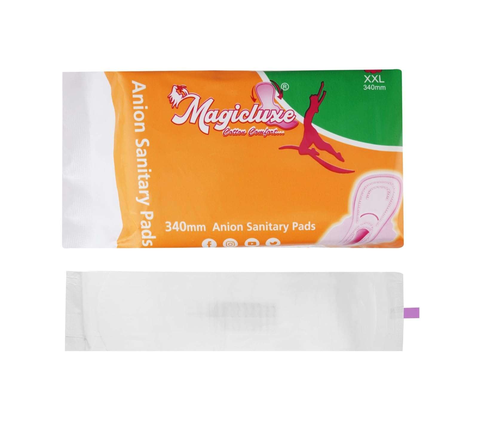 Magicaluxe XXL 340mm Anion Sanitary Pads, Cotton Gel Comfort 1