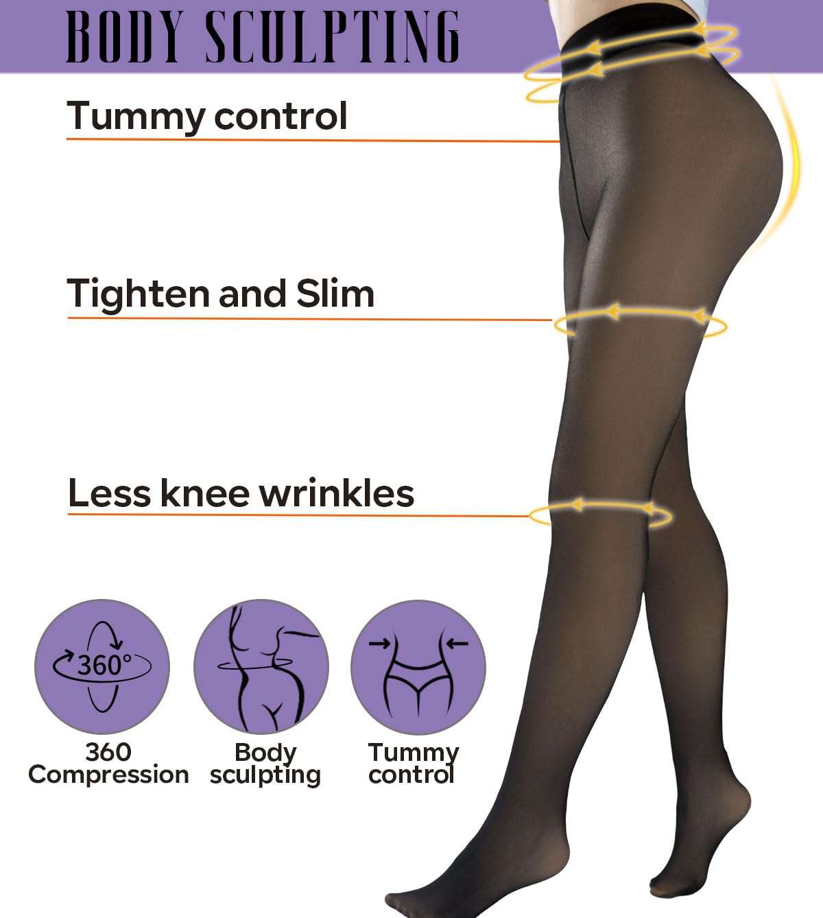 JS LifeStyle Fleece Lined Tights Leggings for Women, One Lined Black Tights Stockings for Women, Sheer Tights for Women 3