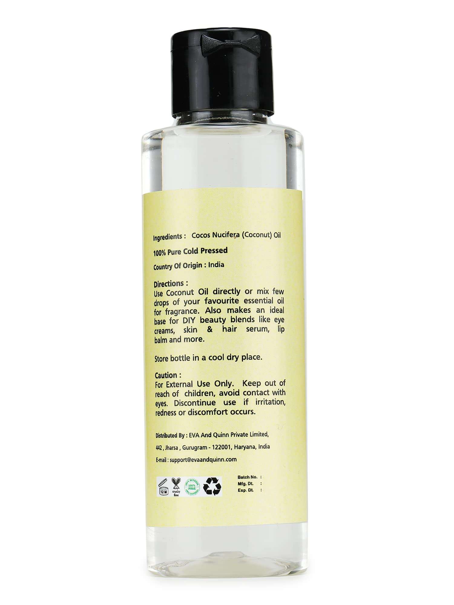 Eva & Quinn Fractionated Coconut Oil, 120 ML - 100% Pure Cold Pressed, Natural Anti Aging Moisturizer for Skin, Hair, Face, Aromatherapy Carrier Oil 3