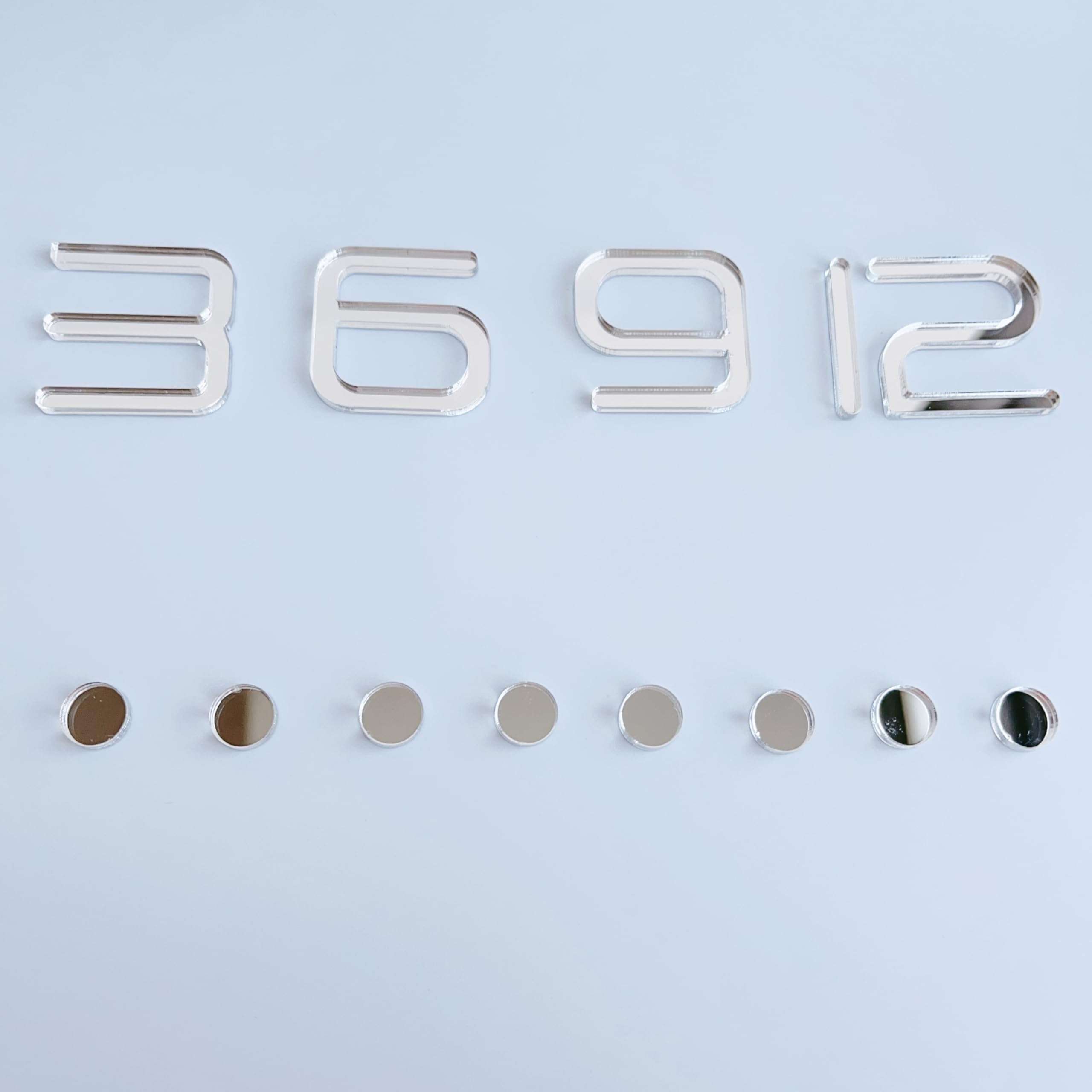 NUO RUI 12 Pcs Arabic Numerals Mirror Gold Digits and Points for a Wall Clock (Mirror Silver) 5