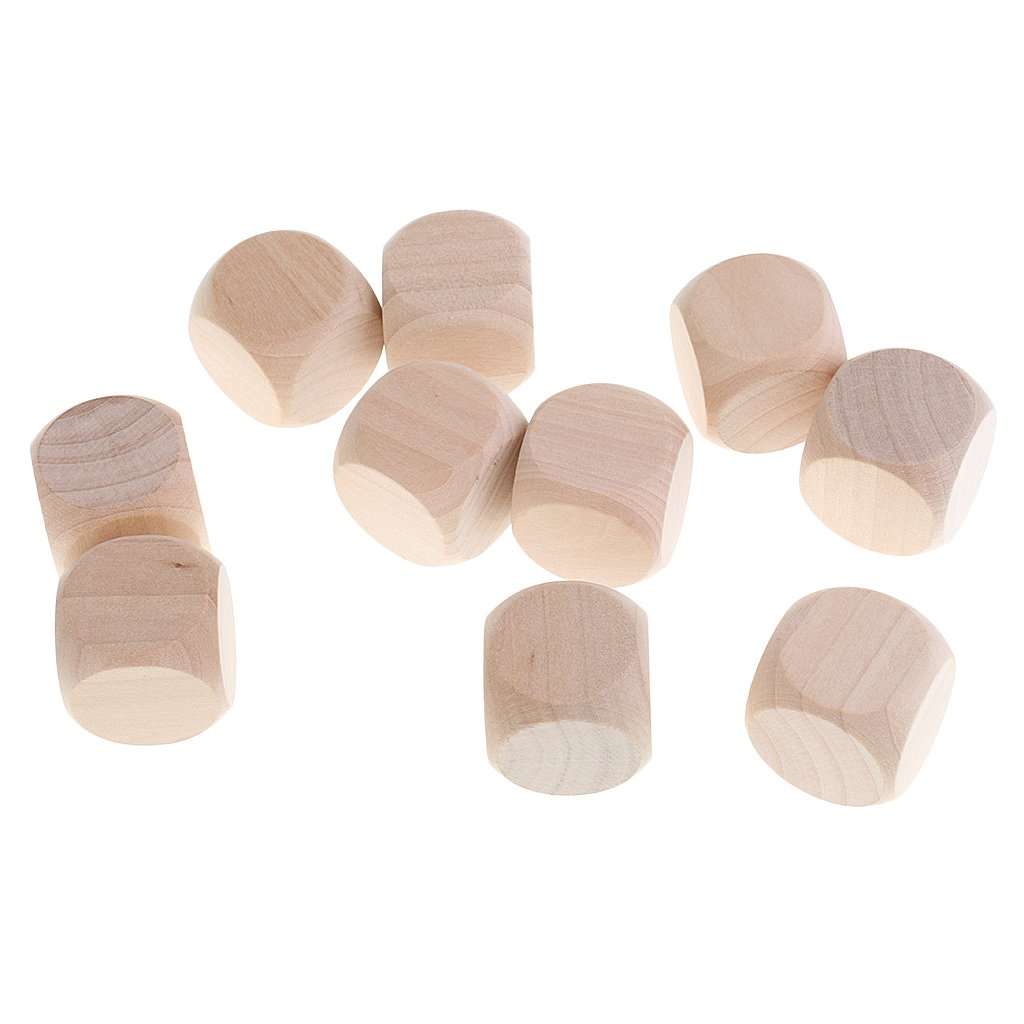 CALANDIS 10PCS Naural Wood Blank Dice D6 30mm Game Dice for Kids DIY Decorating Games 6