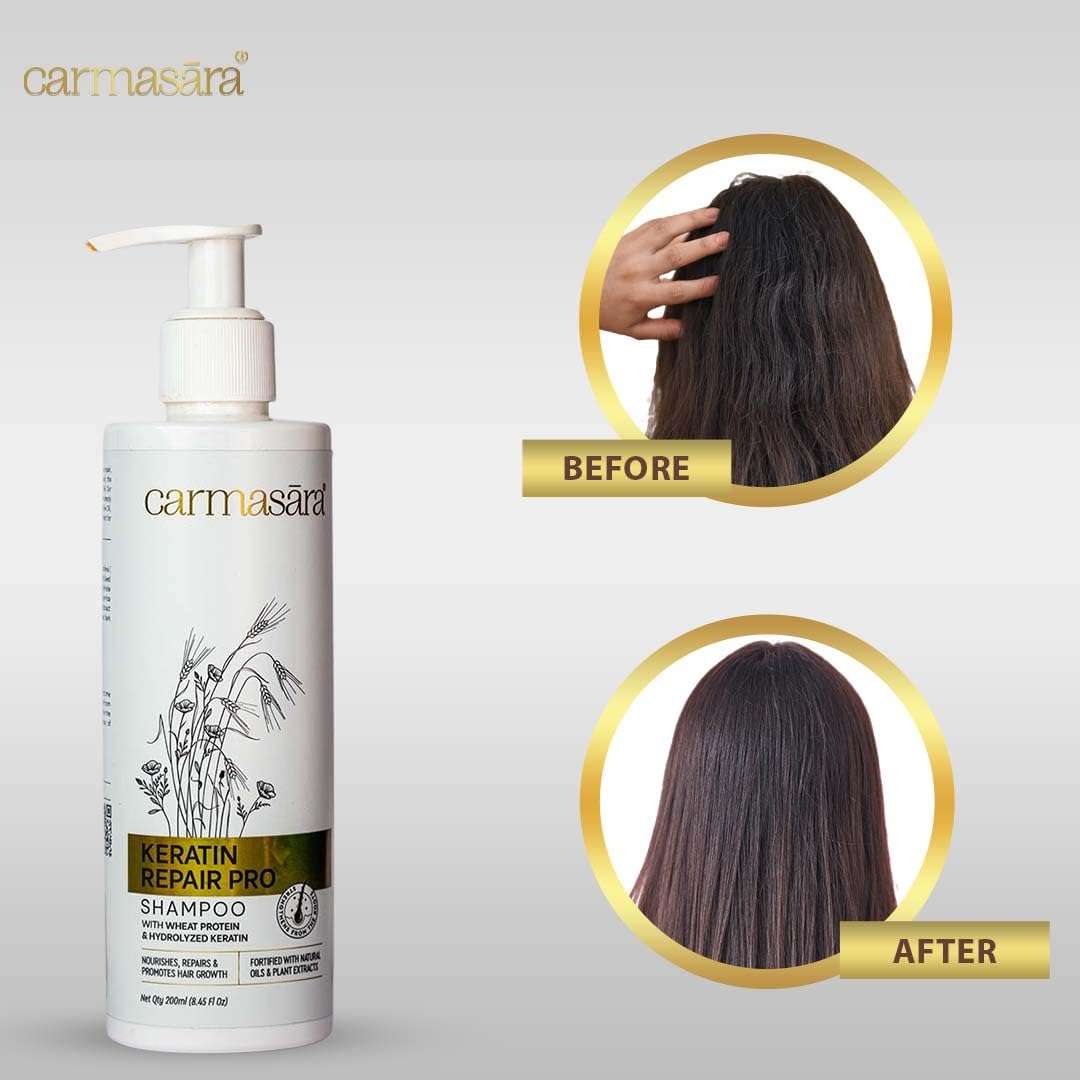 CARMASARA - Keratin Repair Shampoo + Sunscreen SPF 50 PA+++ | Skin and Hair Care | UVA/B & Blue light Protection with Nourish, Repair and Promote Hair Growth | Made with Natural Ingredients 4