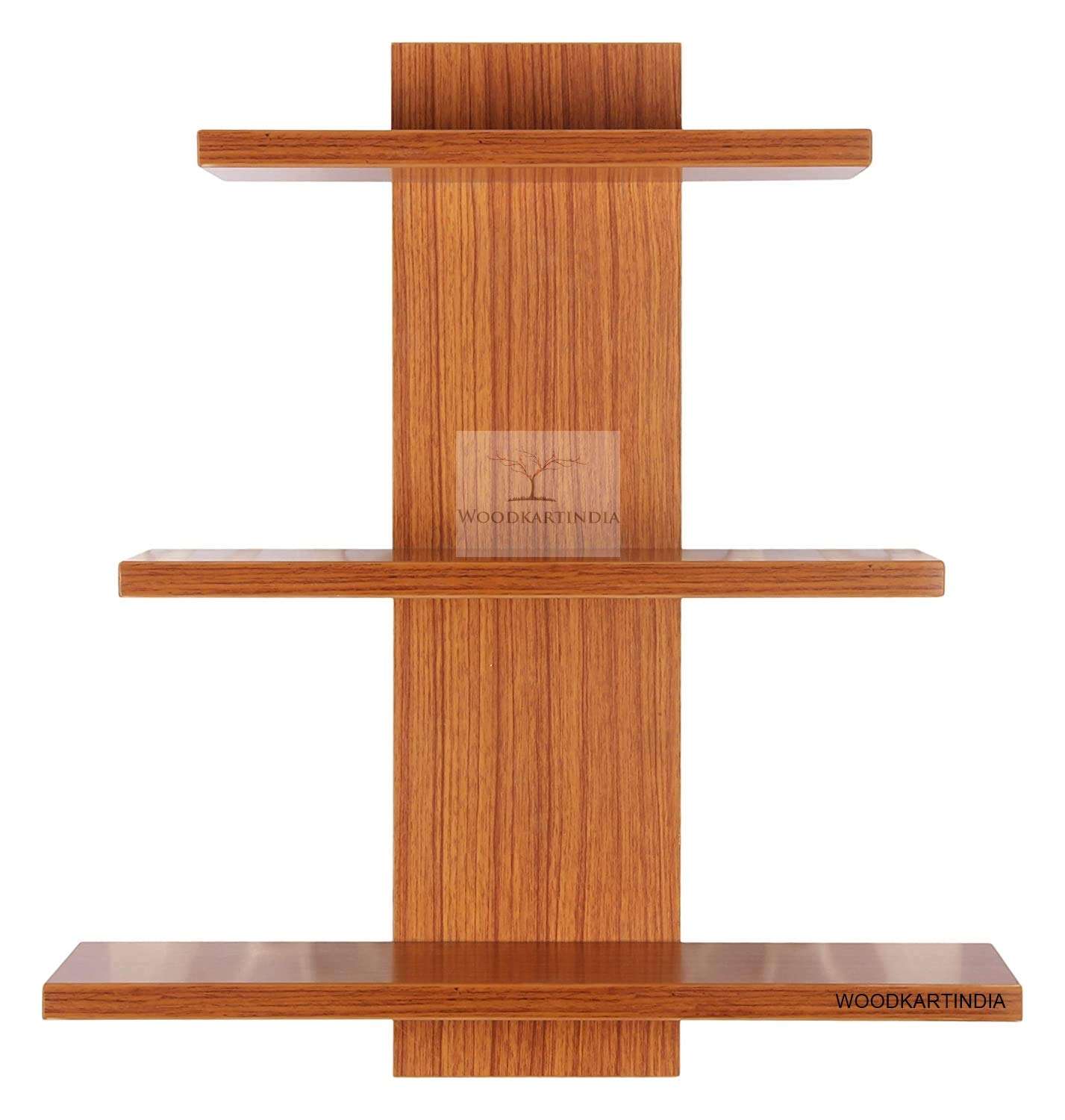Woodkartindia Engineered Wooden Floating Matte Wall Book Display Shelf Rack (3 Shelves, Teak Natural) 3