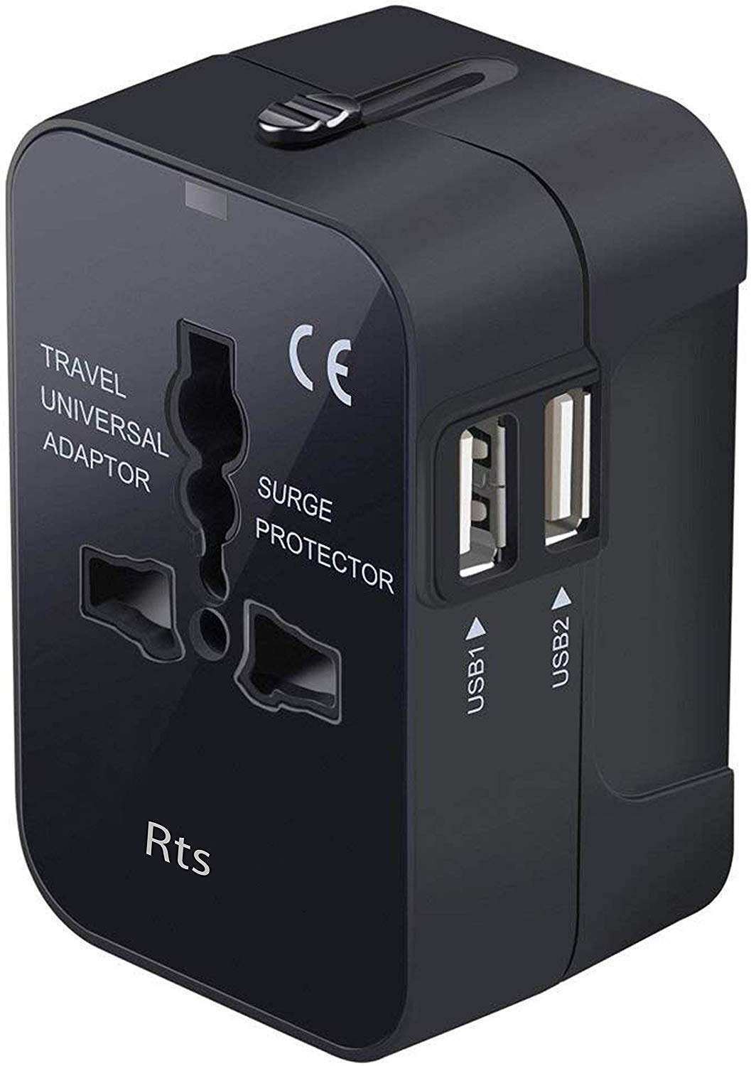 International All in One Worldwide Travel Adapter and Wall Charger with USB Ports with Multi Type Power Outlet USB 2.1A,100-250 Voltage Travel Charger (Black) 1