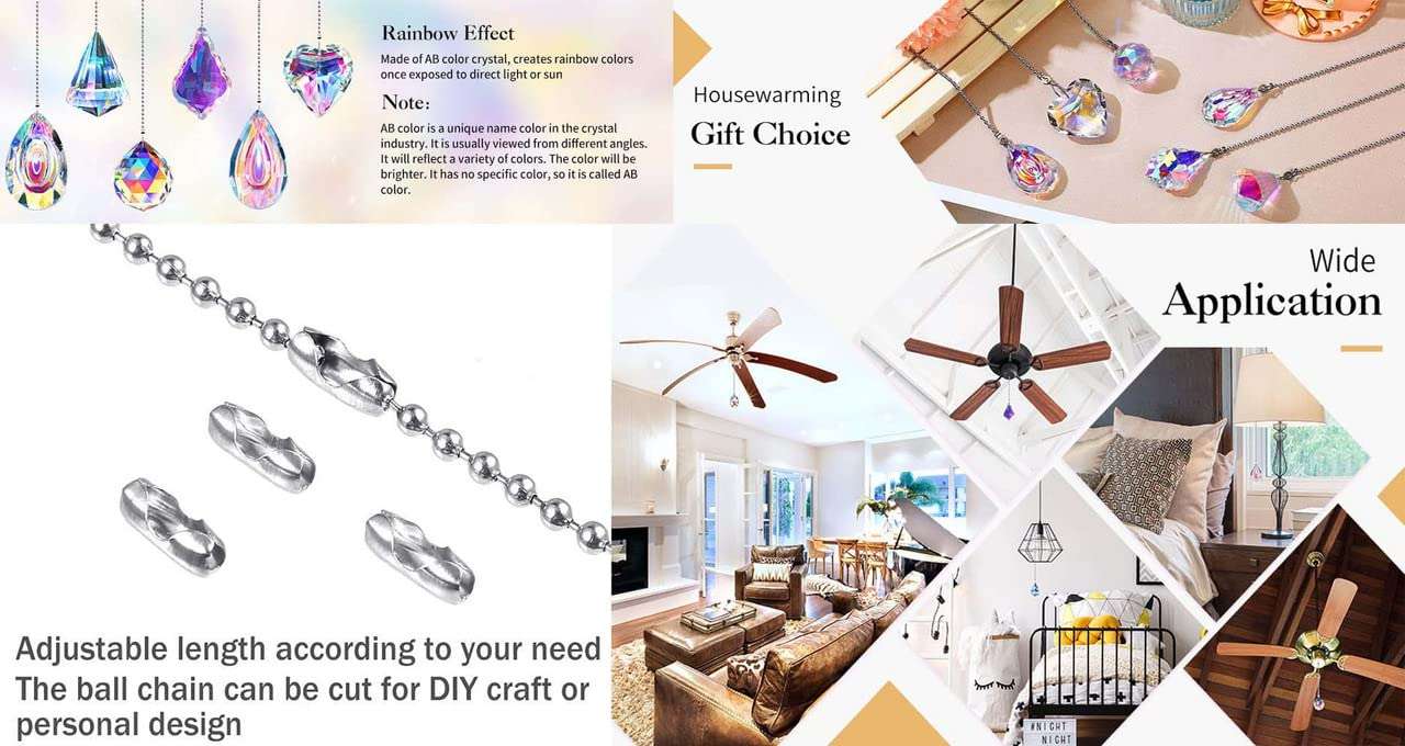 DIY Crafts 1 Mtr Chain Dark Wooden Handle, Gold, Wooden Ceiling Fan Pull Chain, Pull Chain Extension for Ceiling Light Fan Chain (1 Mtr Chain Dark Wooden Handle, Gold) 3