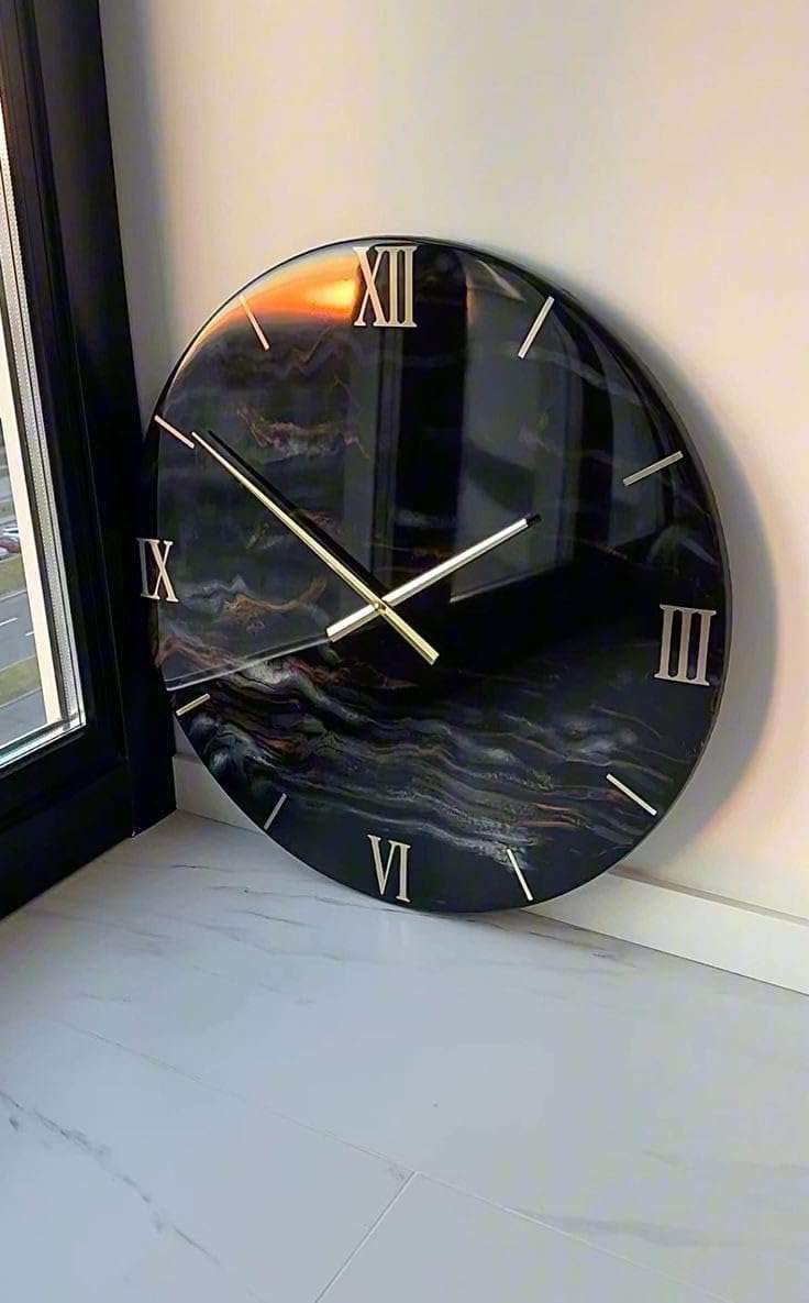 LkbHub DIY Resin Art Clock Making Kit 12" Round MDF Sheet, Pigments, Clock Machine,Numbers,Kante and More 3