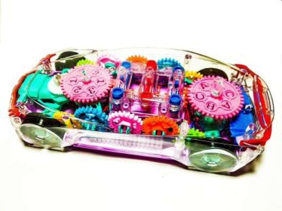 KMC KIDOZ Transperent Mechanical Car Toy for Kids with Gear Technology,3D Light,Musical Sound & 360 Degree Rotation for Kids Child Baby (Multicolor) (kmc1080) 1