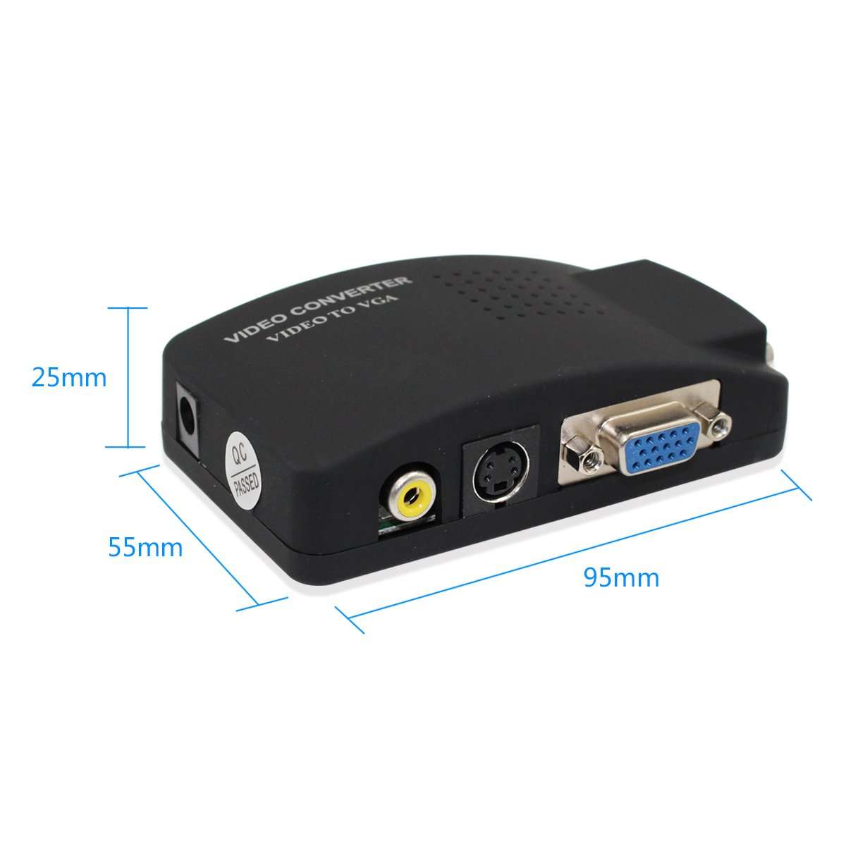 AV to VGA Converter Composite S-Video Signal Adapter with VGA Loop for Monitor Notebook Computer STB DVR 2