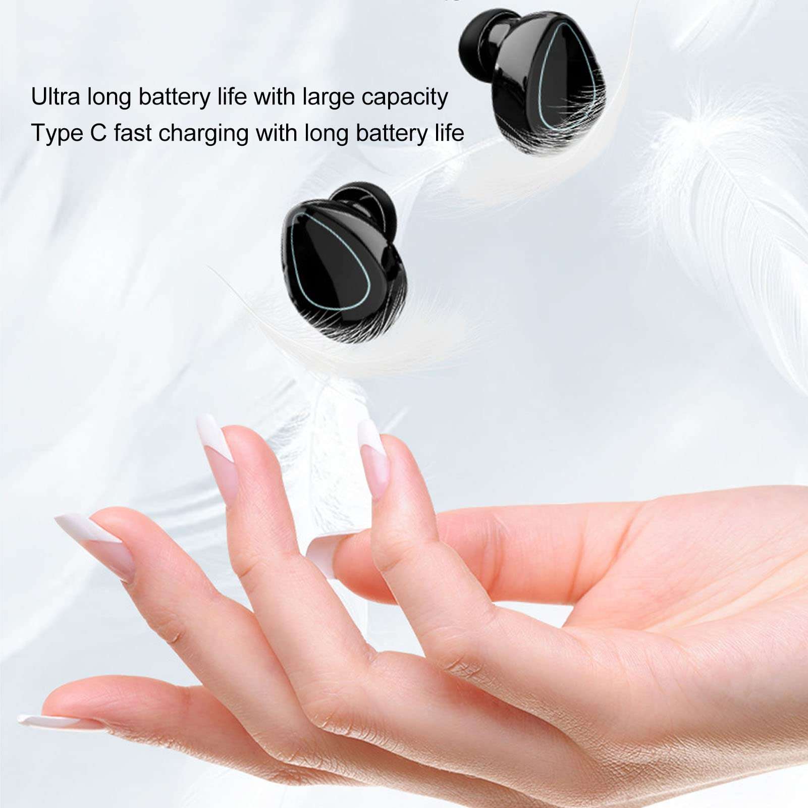 Earbuds Bluetooth5.3 Headphones, Noise Cancelling Earbuds with Charging Case, IP54 Waterproof 9D Surround Sound Acc and SBC Dual Sound Decoding, for Running Workout Gym 3