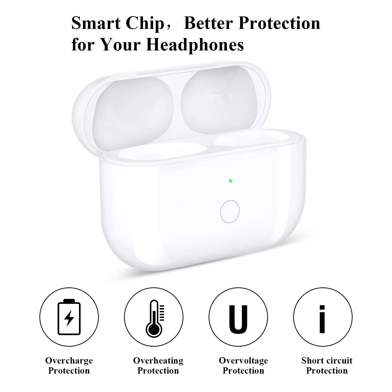 Wireless Charging Case Compatible for AirPod Pro, Charger Case Replacement for Air Pod Pro with Bluetooth Pairing Sync Button 6