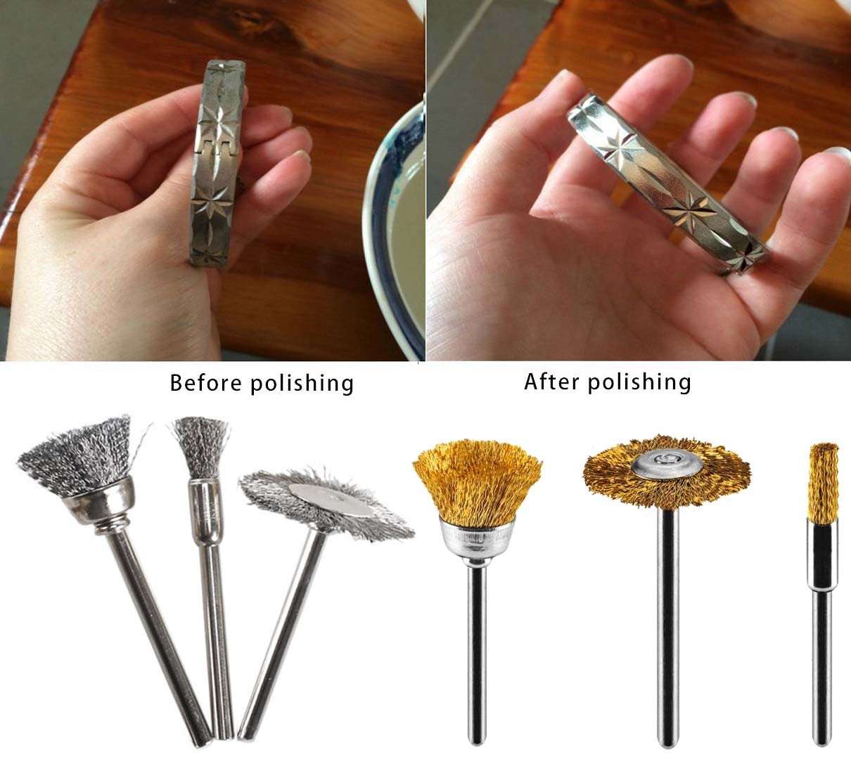 DIY Crafts Wire Brush with Carb Cleaner Set, Metal Wire Brush Set for Car Detailing Cleaning Brass Brush Steel Brush Brush Tool Kits (Multi Colour, 24) 5