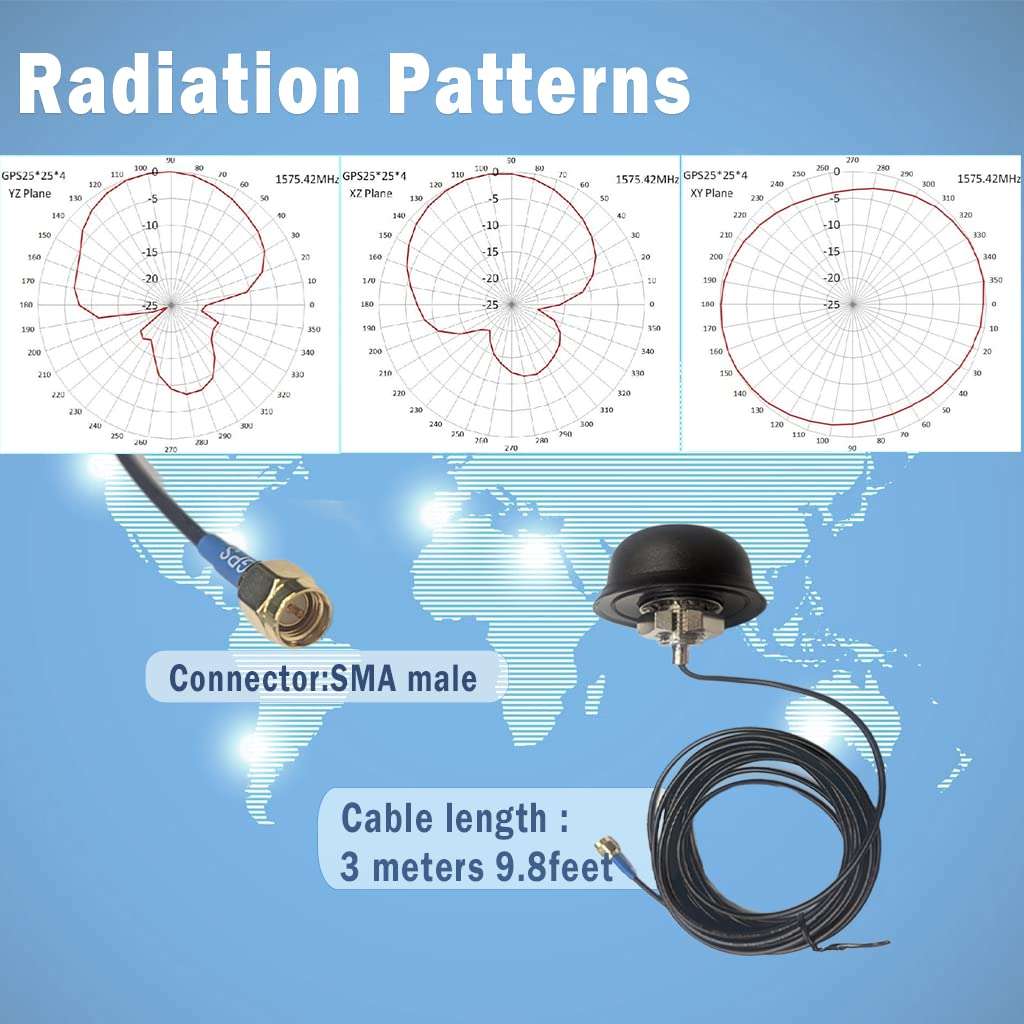 MASWELL Professional GPS Active Semisphere Antenna, M20 Screw Mount, SMA Male, 1575.42MHz 3