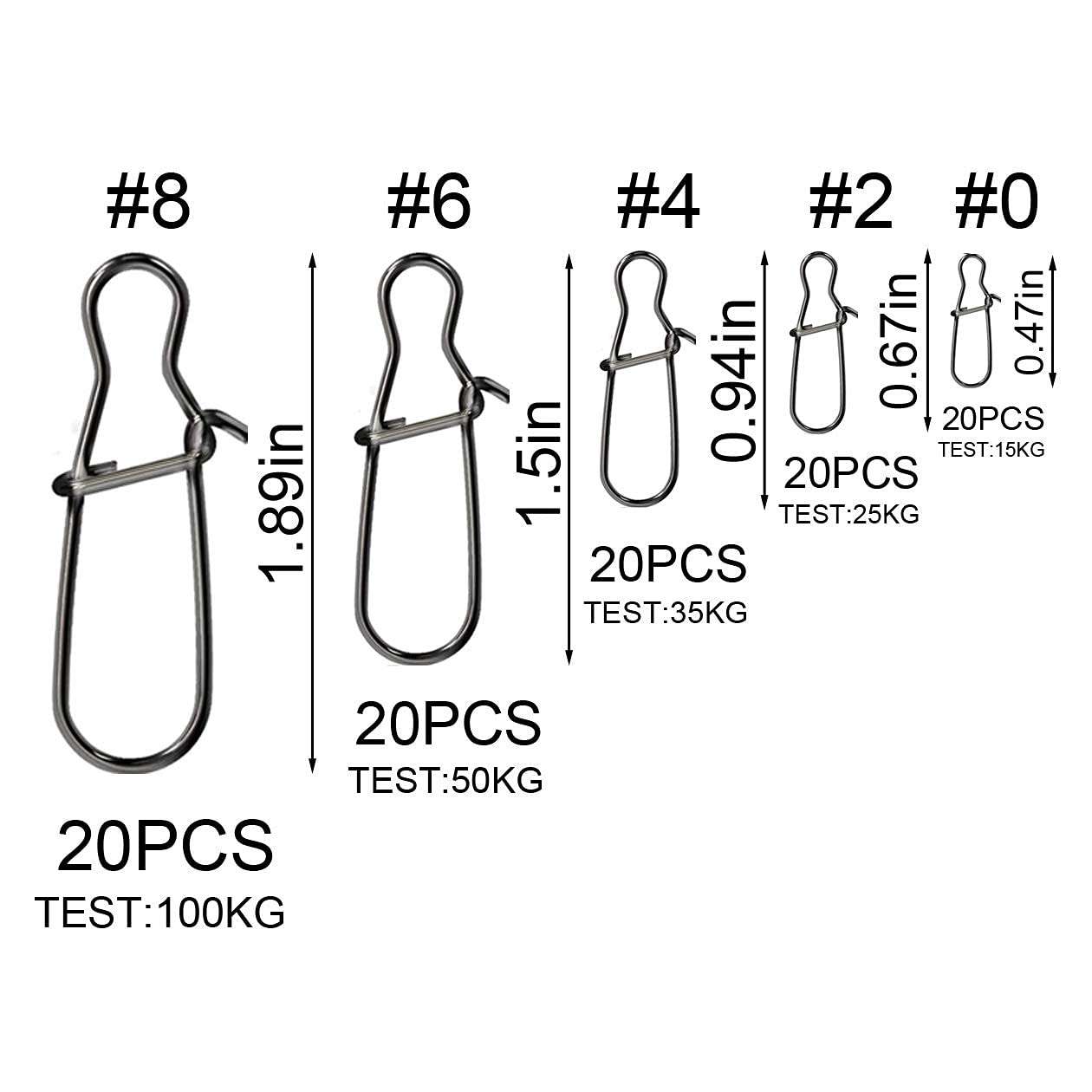 Eupheng 100PCS Fishing Swivel Nice Snap Assortment (Nice Snap) 3