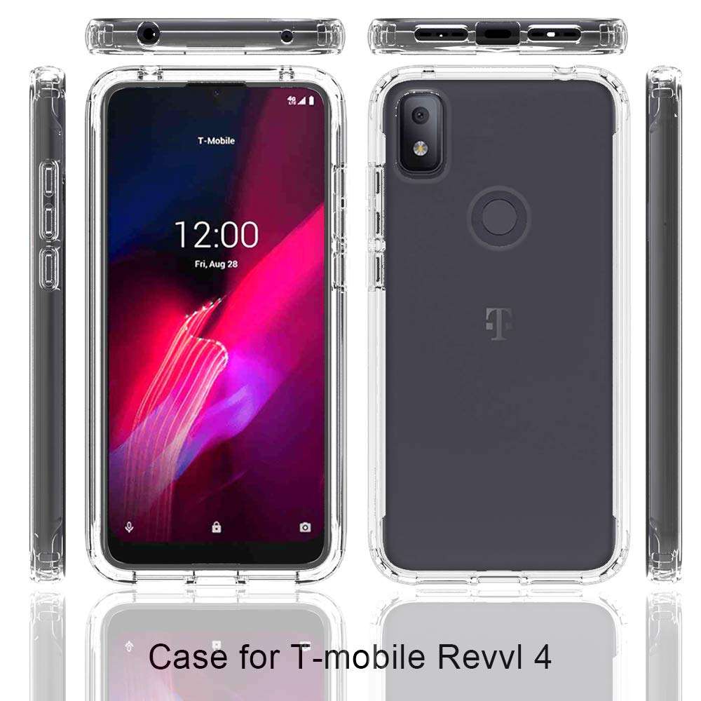 Dzxouui for T-Mobile Revvl 4 Case,TCL Revvl 4 Case,Heavy Duty 2 in 1 Shockproof Bumper Hybrid Back Clear TPU Protection Cover Phone Cases for T-Mobile Revvl 4(Clear/Purple) 4
