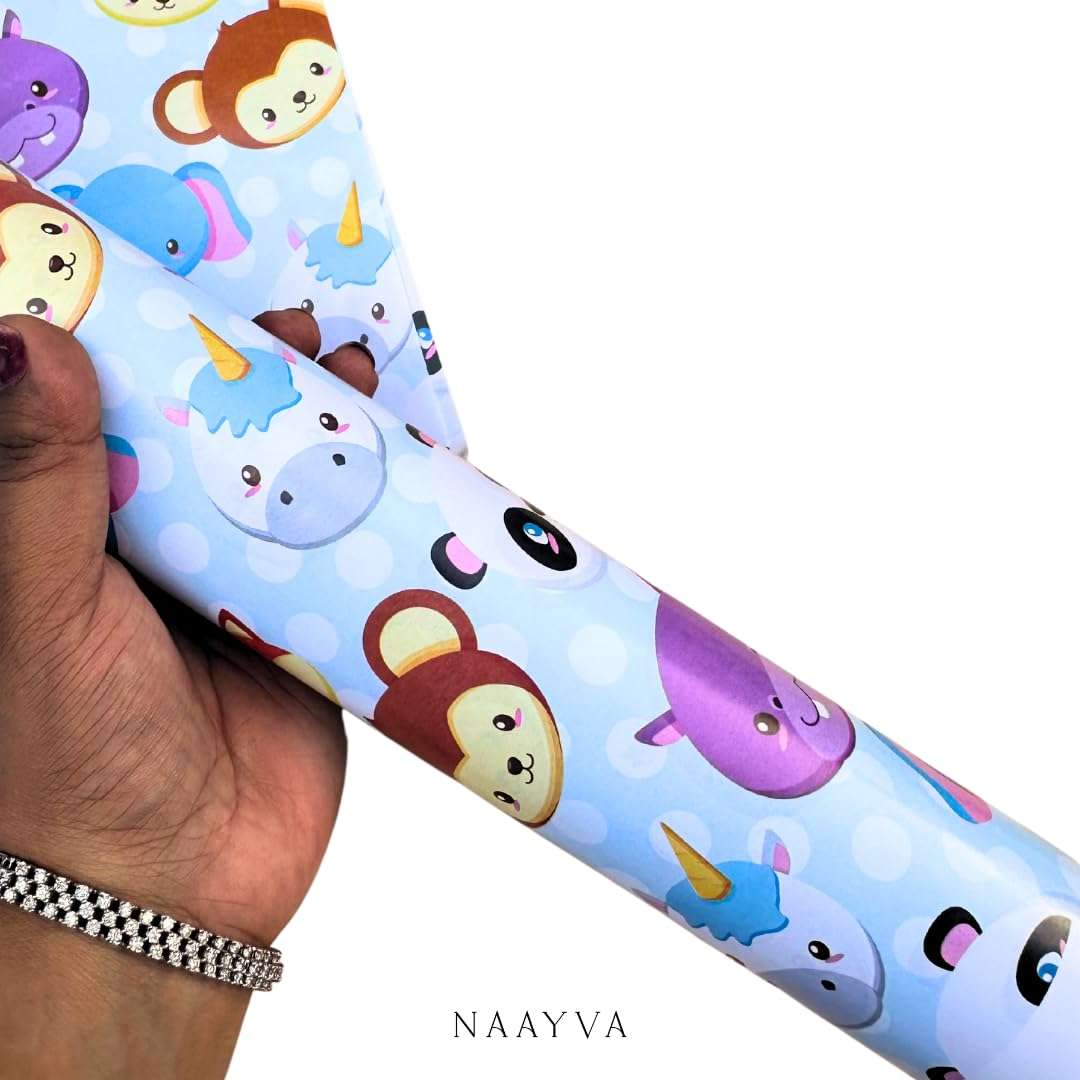 Naayva Jungle Theme Gift Wrapping Paper Sheets for Birthday & Baby Shower Gifts | Cute Decorative Gift Wrap for Kids | Pack of 15 4