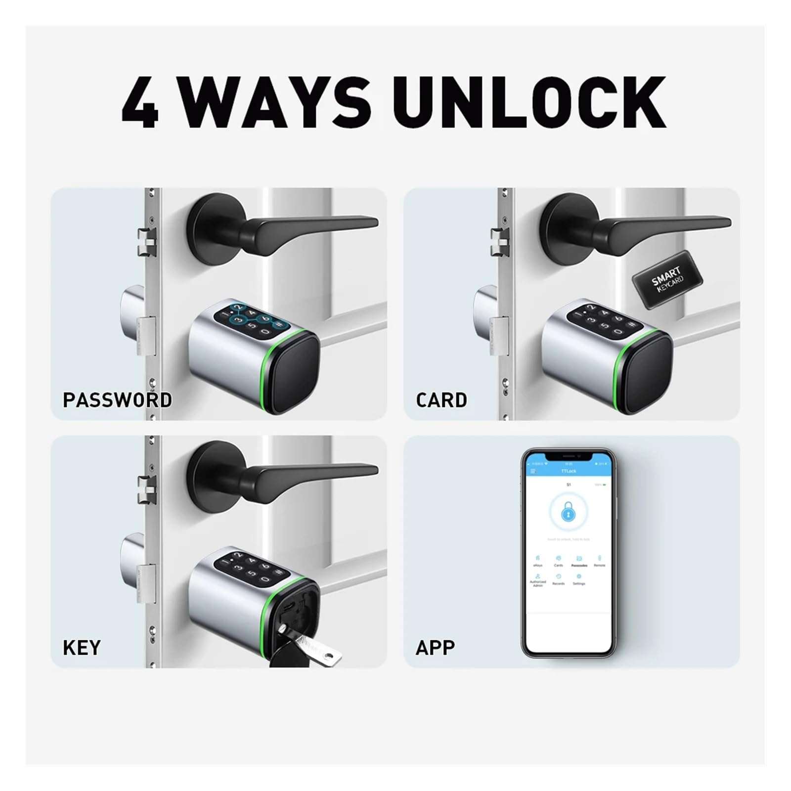 KIEEQGAK TTlock APP Inteligente Adjustable Digital Lock，Cylinder Key Password Card，Smart Cylinder Lock(Black,A30-B30) 6