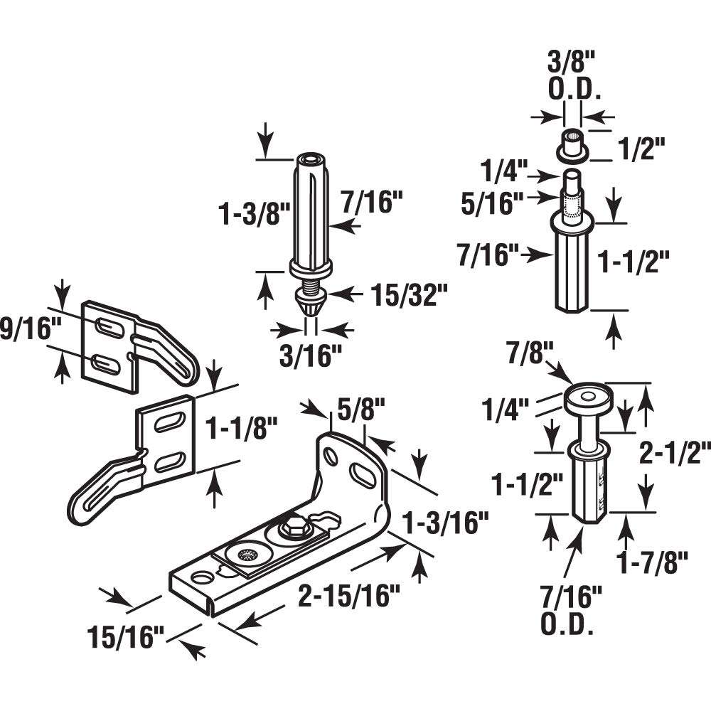 Prime-Line N 7530 Bi-Fold Door Hardware Repair Kit, Includes a Bottom Bracket, Top and Bottom Pivots, a Guide Wheel and a pair of Door Surface Aligners, 6 Components (1 Kit) 2