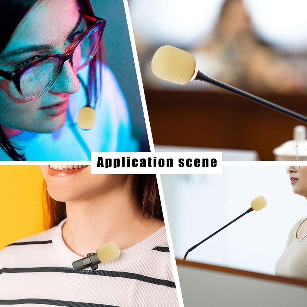 CREATCABIN 20Pcs Headset Mic Covers Foam Microphone Wind Cover Small Mini Sponge Antique White Oval Soft Foam Mike Windscreen Lapel Shield Protective Sleeves for Variety Headset Microphone DIY Making 5