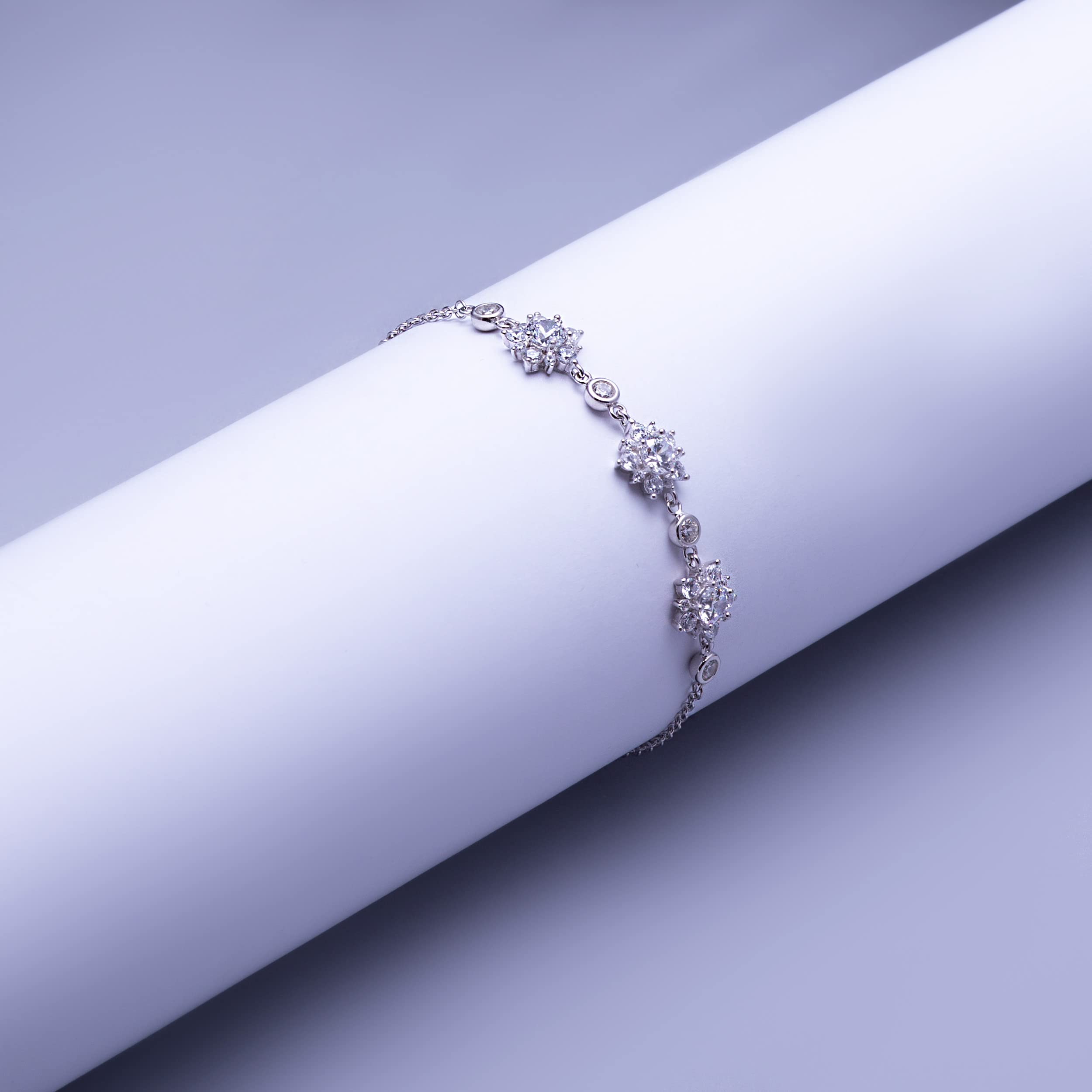 AKSA Star Sparkling Silver Chain Bracelet For Women And Girls 925 Pure Silver | Certificate of Authenticity for Silver 4