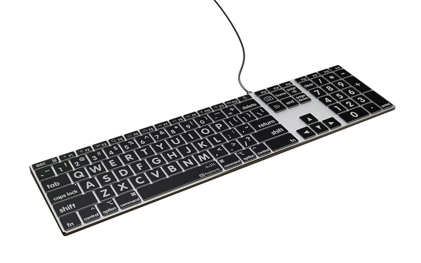 KB Covers Large Print Backlit Pro Aluminum Keyboard - macOS - US | High-Contrast Key Labels | Typing Visibility | Low-Light Workspaces Accessory