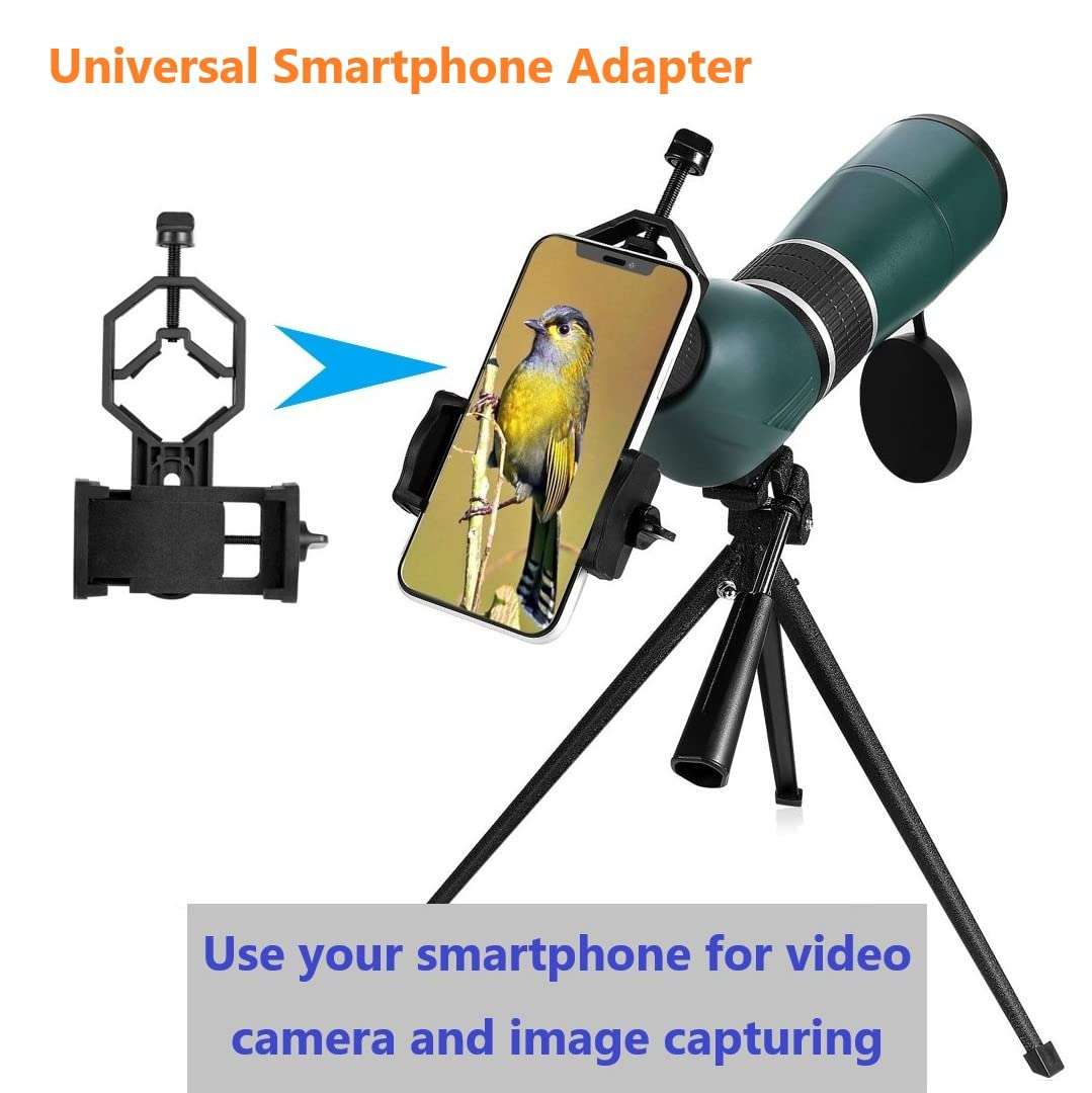 MaxUSee High Definition 20-60x60 Zoom Spotting Scope with Tripod Carry Bag Phone Adapter, BAK4 Prism & FMC Lens Shock-Proof for Bird Watching Wildlife Scenery Moon Viewing 3