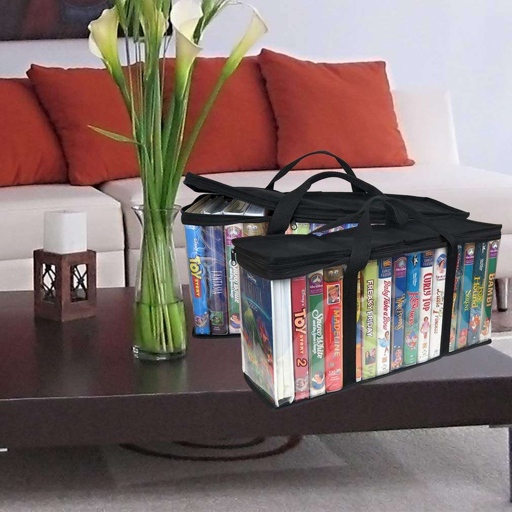 Evelots 4 Pack VHS Storage Bag-Movie Organizer-Video Tape-Handles-Hold 60-No Dust 2