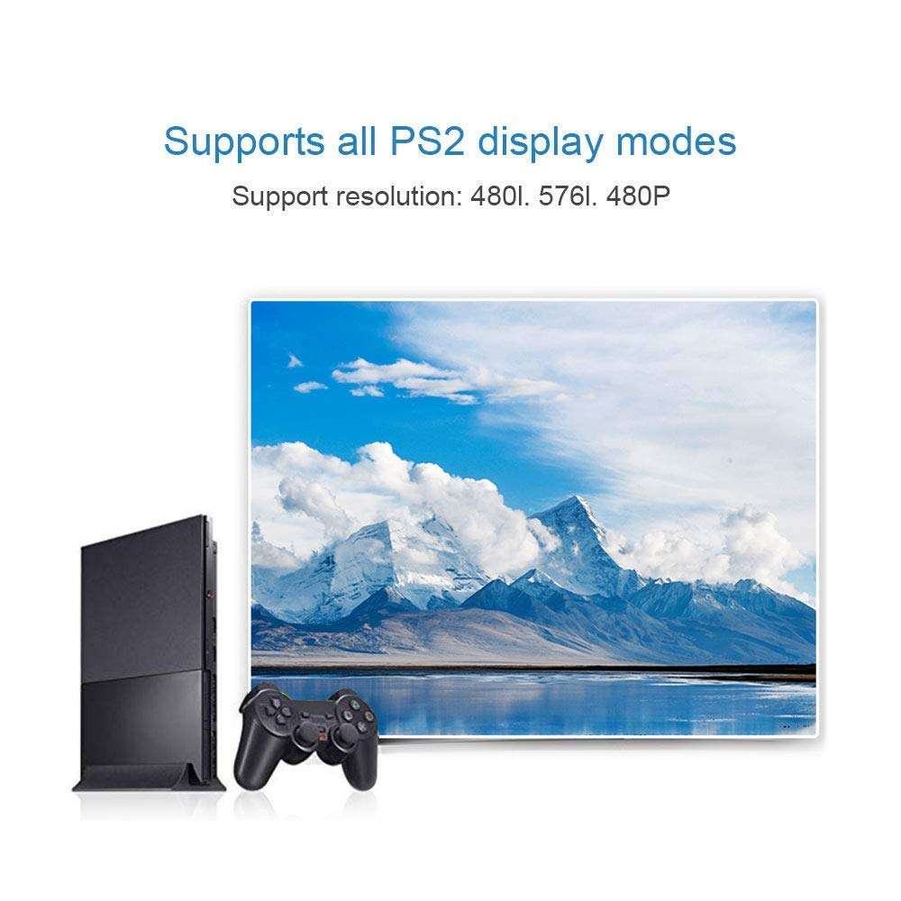 PS2 to HDMI Adapter, ELUTENG PS2 HDMI Video Converter with 3.5mm Audio Output AV to HDMI Signal Transfer 1080P PS2 Video Adaptor Compatible with PS2 Console PlayStation/HDTV HDMI Monitor 6