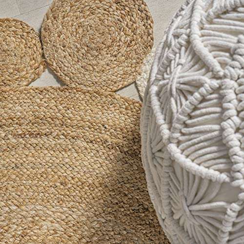 JONATHAN Y Ayana Two-Tone Jute Hippy Circle Natural/Cream 4' Round Indoor Area Rug, Cottage, Coastal, Easy-Cleaning for Living Room, Bedroom, Kitchen, Pet Friendly, Non-Shedding (RNF107A-4R) 6