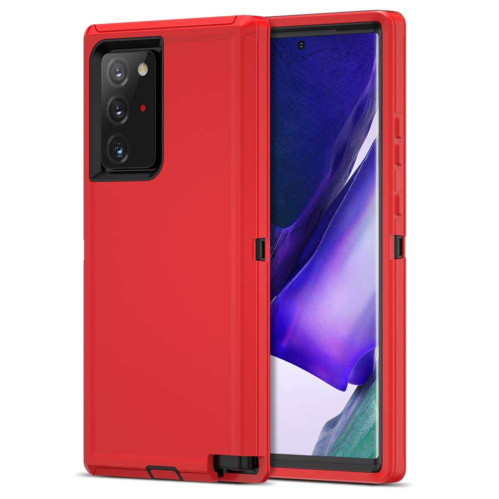 Jiunai Samsung Note 20 Ultra Case, Strong Protective Outdoor Hybrid Rugged Heavy Duty Tough Sports Shockproof Bumper Rubber Cover Matte Phone Case for Samsung Galaxy Note 20 Ultra 5G 6.9''Red 1