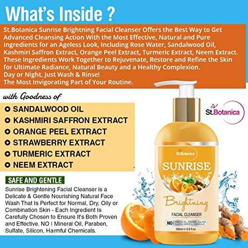 St.Botanica Sunrise Facial Cleanser (Brightening Face Wash with Sandalwood, Saffron, Orange, Turmeric, Neem) 200ml 5