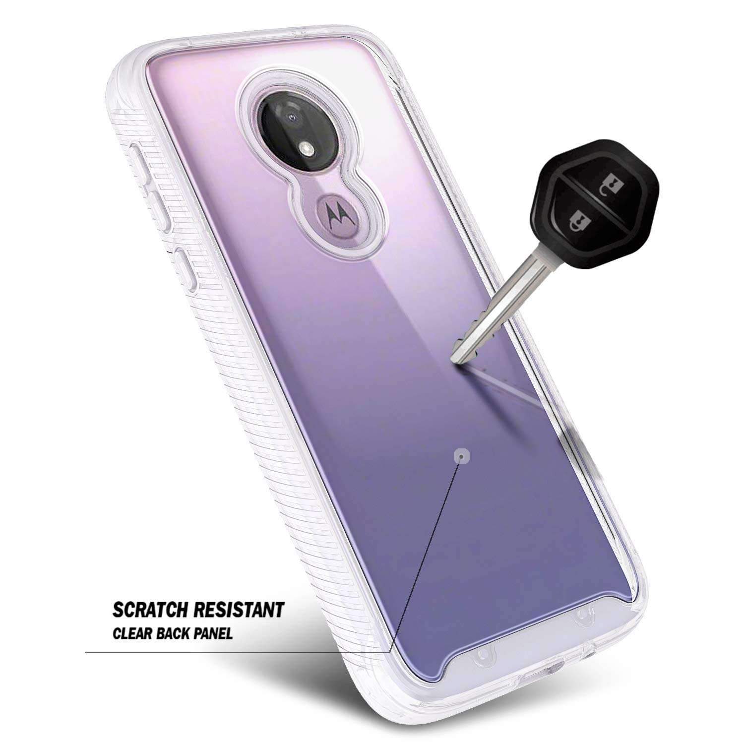 E-Began Moto G7 Power Case with Built-in Screen Protector, Motorola Moto G7 Supra/Moto G7 Optimo Maxx (XT1955DL), Full-Body Protective Rugged Bumper Cover, Transparent Clear Back Durable Case -Matte 5