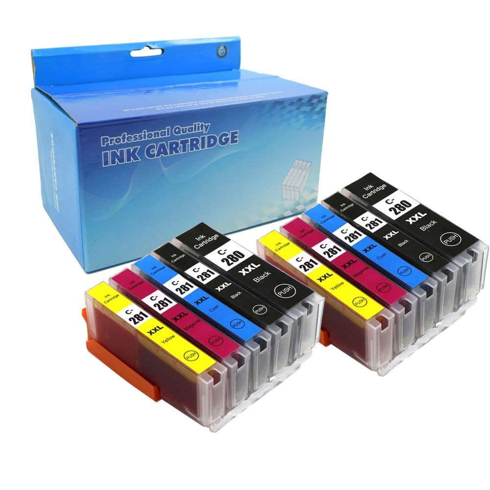 Karl Aiken Compatible Ink Cartridge Replacement for Canon 280 281 PGI-280XXL CLI-281XXL for PIXMA TR7520 TR8520 TS6120 TS6220 TS8220 TS9120 TS9520 TS9521C Printer (10PK 2BK 2PBK 2C 2M 2Y) 1
