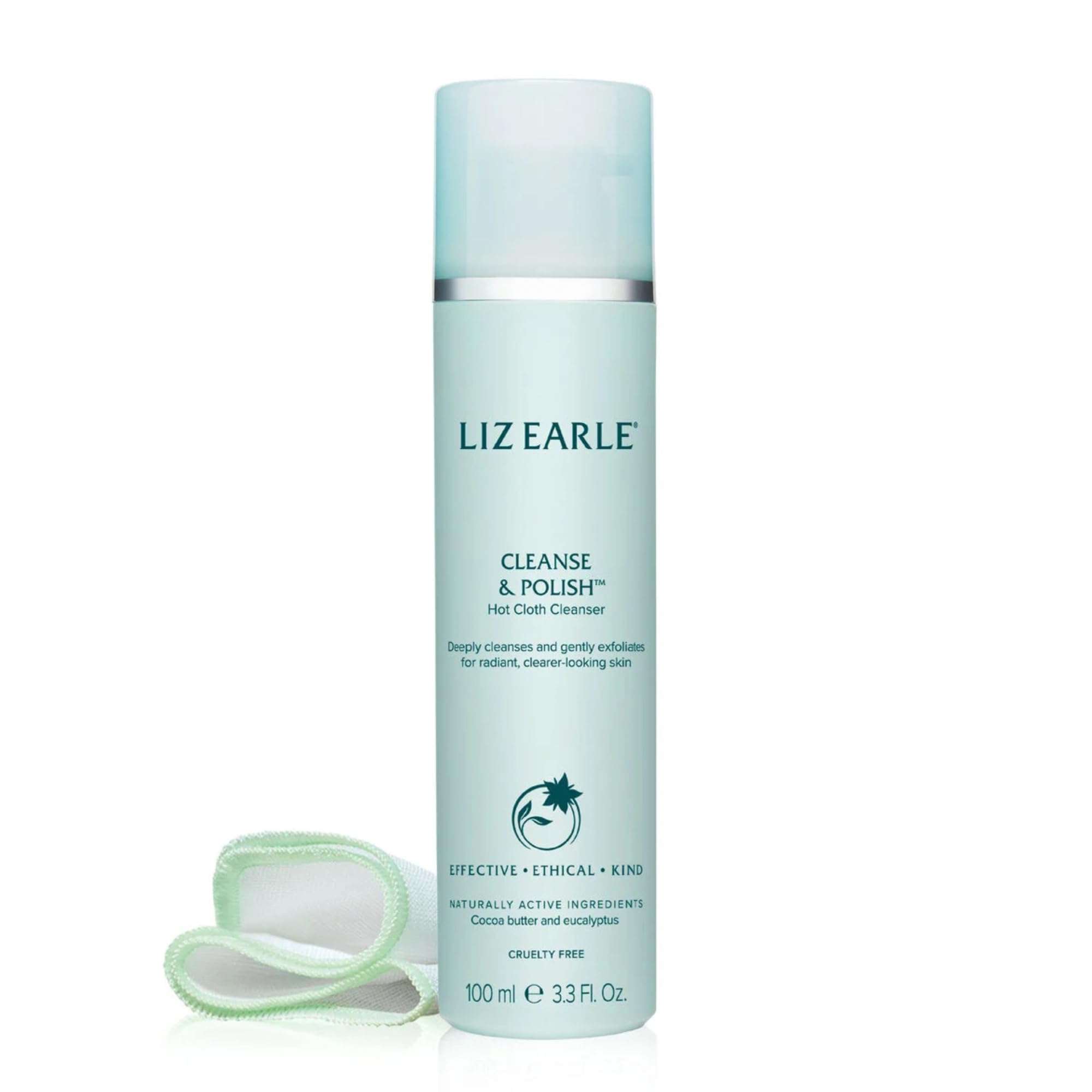 Liz Earle Cleanse & Polish Hot Cloth Face Wash - Gentle Facial Cleanser & Exfoliating Cotton Cloth - Boosts Hydration and Reveals Instant Radiance (100ml) 1