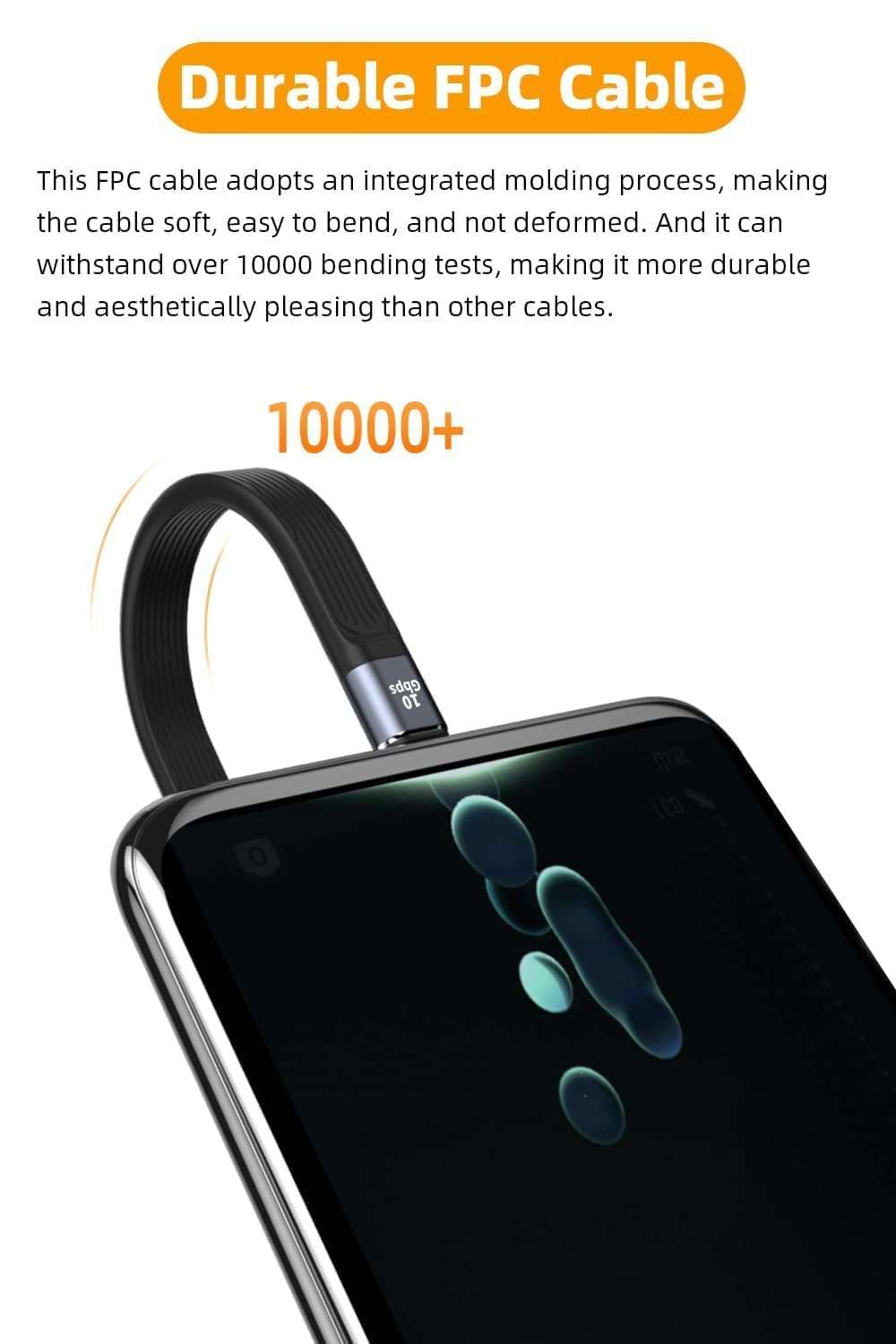 VOOCME USB C Cable 5.3 inch, USB A to USB C 60W Fast Charging Cable Supports 10Gbps Data Transfer for Portable SSD, Power Bank, Android Auto, Laptop, Tablet, Phone (VM-U2C,10GBPS) 5