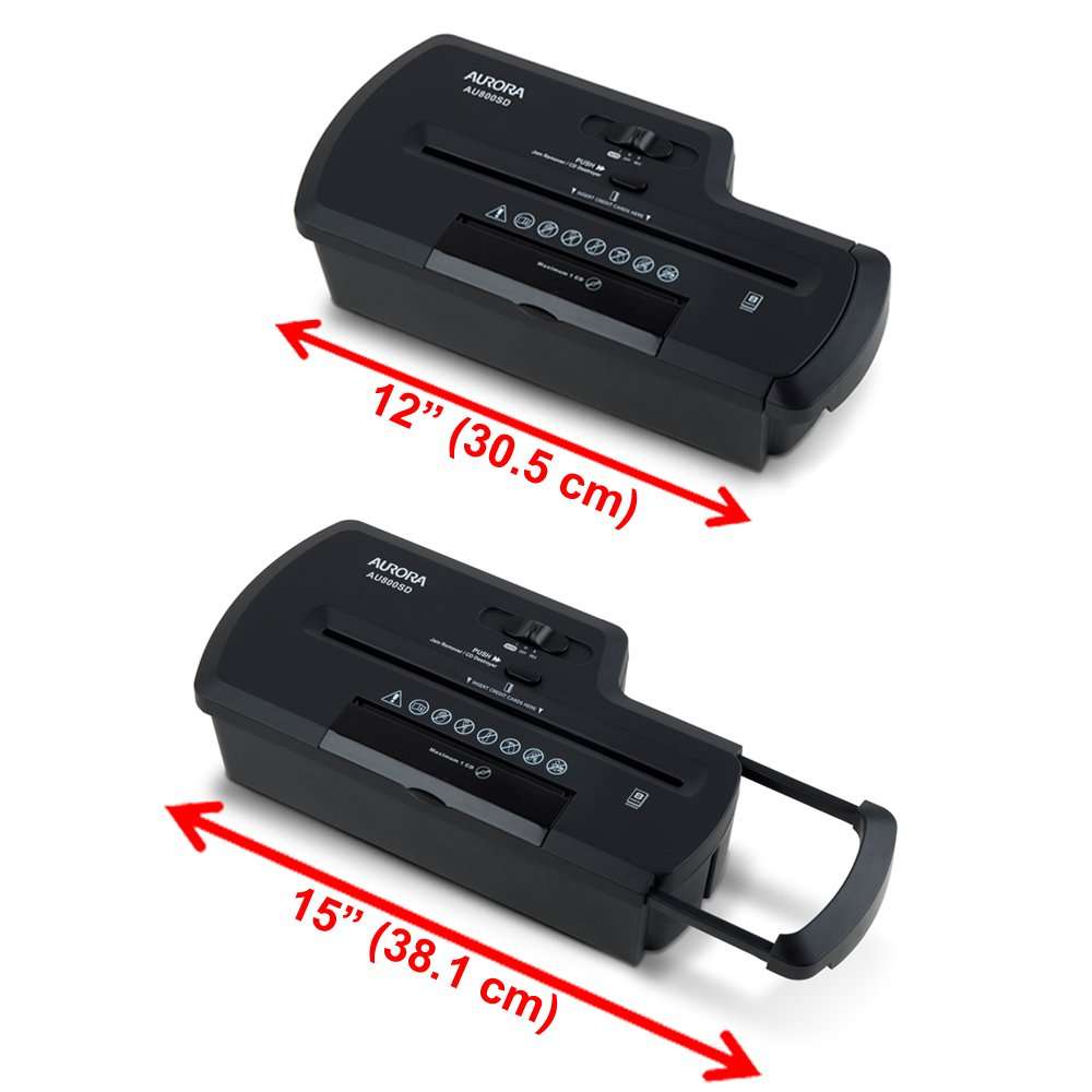 Aurora AU800SD Professional Strip Cut Paper Shredder/CD/Credit Card Shredder Without Wastebasket, 8-Sheet Strip-Cut No Basket, Black 4