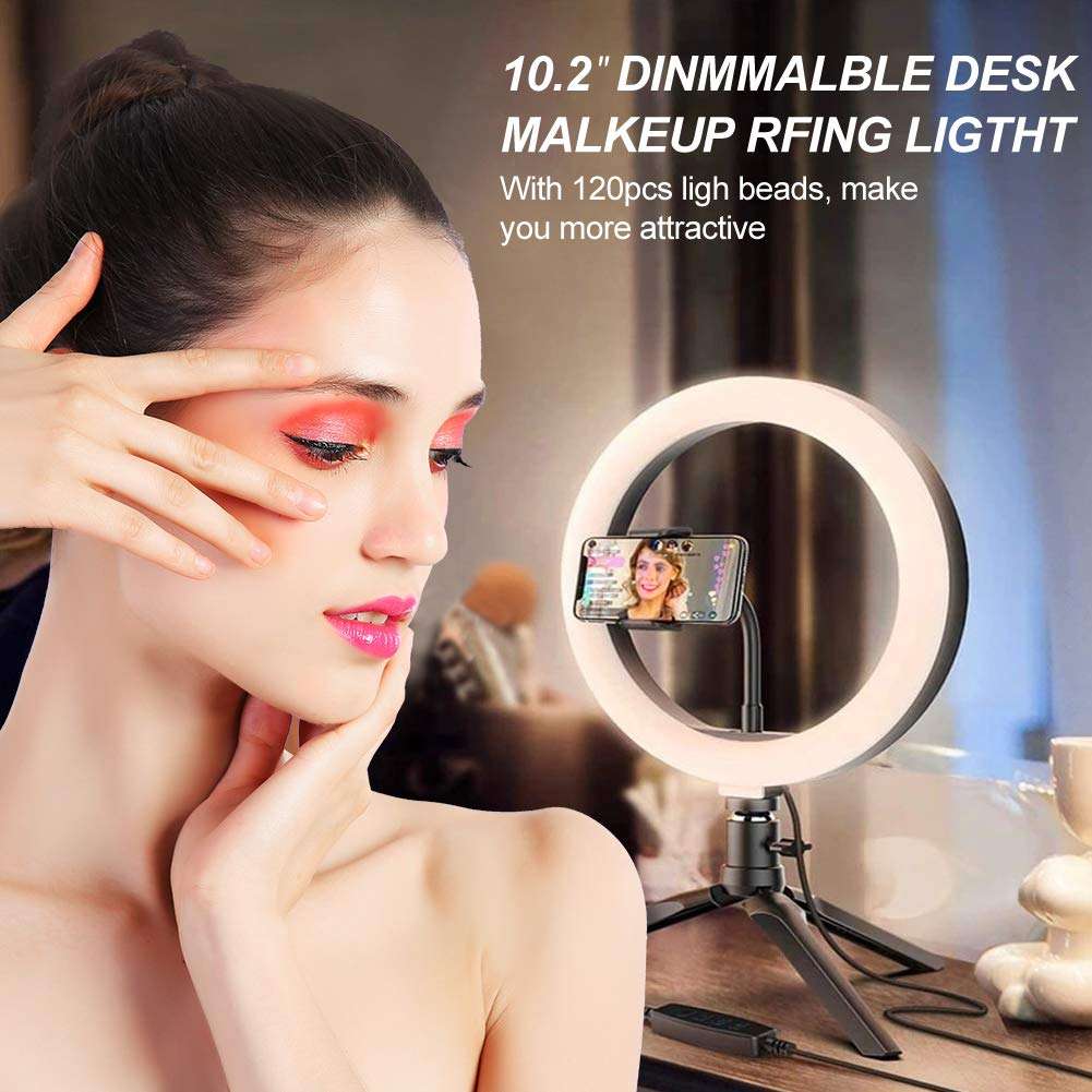 Selfie Ring Light, LED Circle Lights with Stand Tripod, Adjustable LED Light for Live Stream, Makeup, Video Photography, Dimmable Camera Fill Light with 3 Light Modes 3