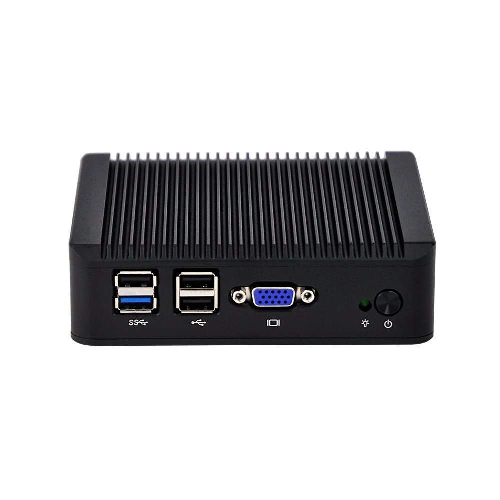 Fanless pc Qotom-Q190G4-S01 with Intel celeron J1900 2G ram 16G SSD WiFi(2 X Antennas) 4 LAN for Office Mini-Computer 2