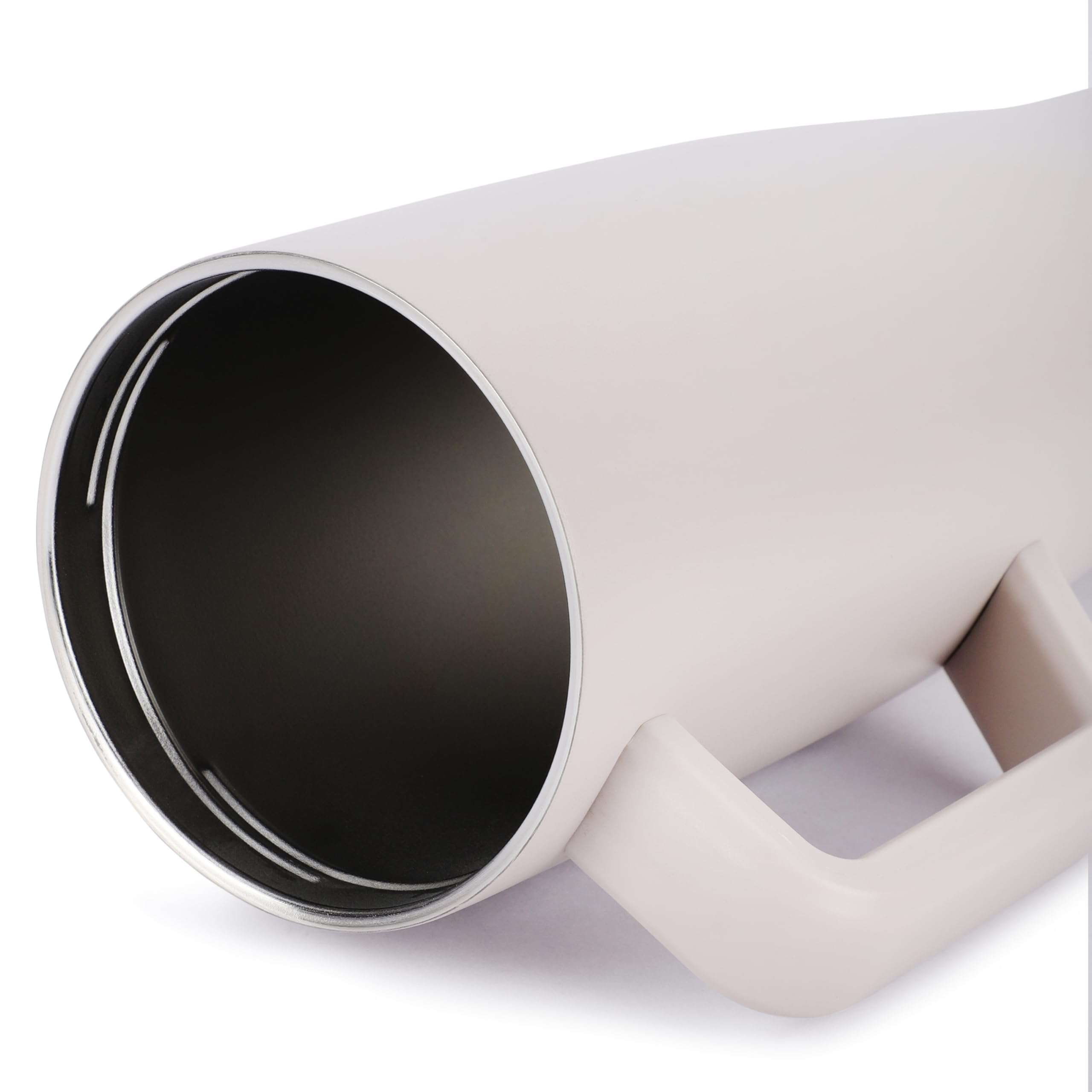 House of Quirk 1200ML Tumbler with Handle and 2 Straw Flip Lid, Stainless Steel Large Water Bottle Gifts for Women Men Him Her (Oat) 5