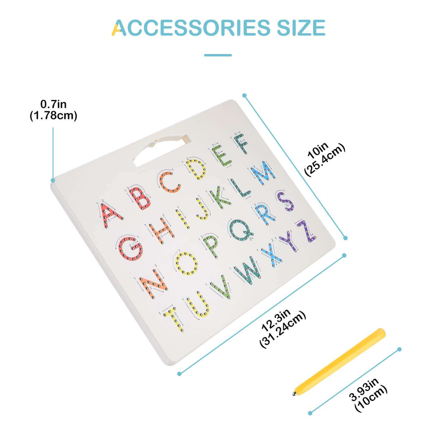 Hautton Magnetic Letters Board, 2 in 1 Alphabet ABC Uppercase Letter and Number Tracing Board, Learn Writing Drawing Tablet with Stylus Pen Educational Toy Gift for Toddlers Kids Preschool 6