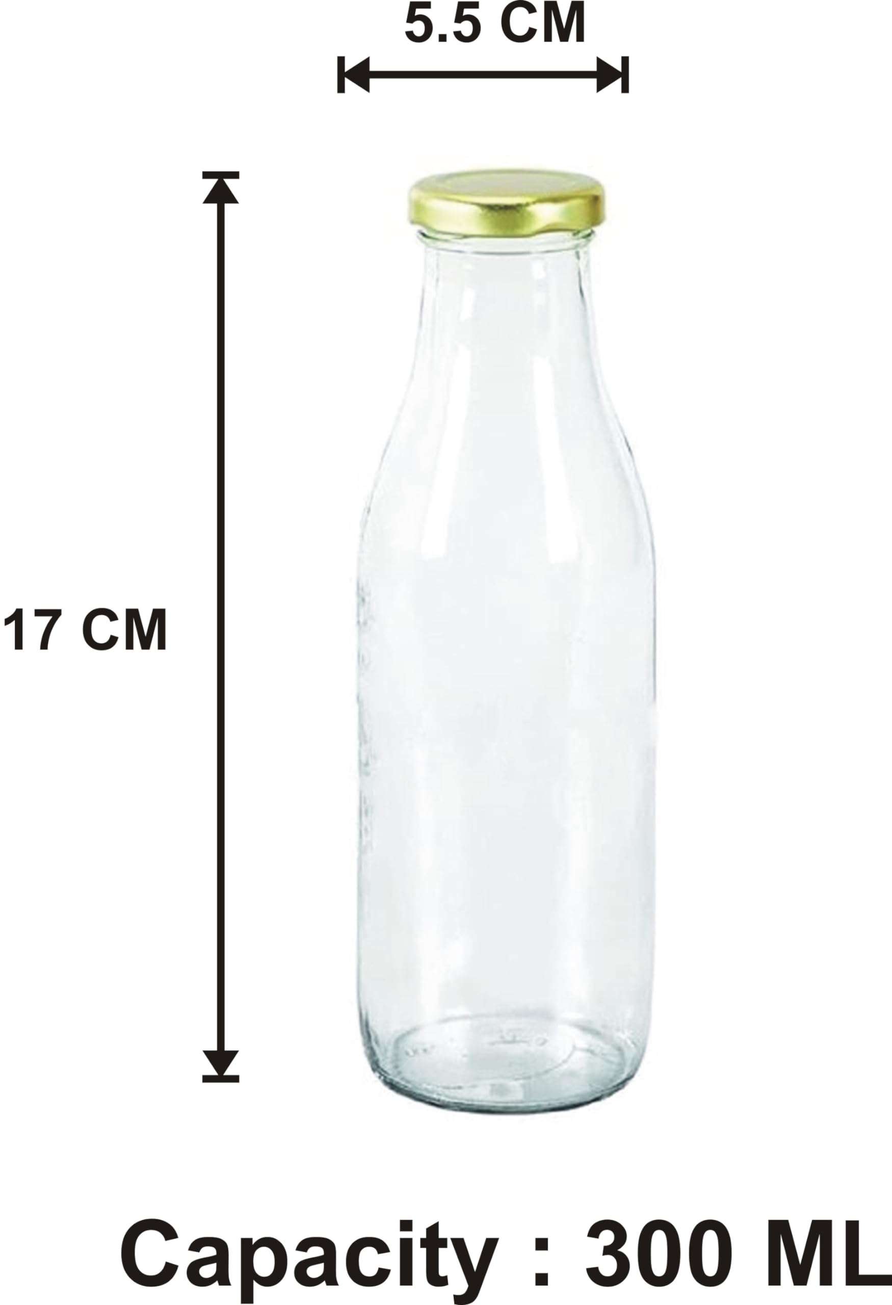 1st Time Multipurpose Kitchen Storage Glass Milk Bottle With Lid, Clear, Pack Of 9, 300 Ml, 5.5 X 5.5 X 17 Cm 4
