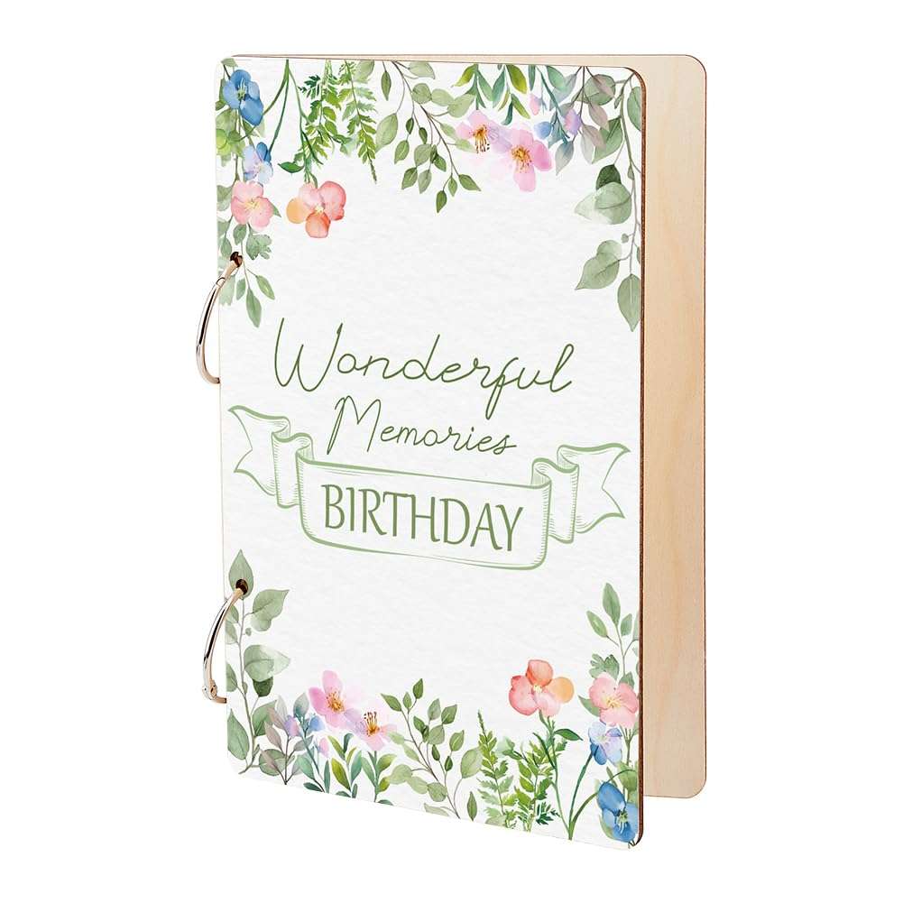 SUPERDANT Wonderful Memories Birthday Greeting Card Organizer Flowers and Plants Wedding Journal Birthday Cards Keeper Leaves Planner Card Holder Wooden Keeper Binder Photo Album Keepsake Gifts 1