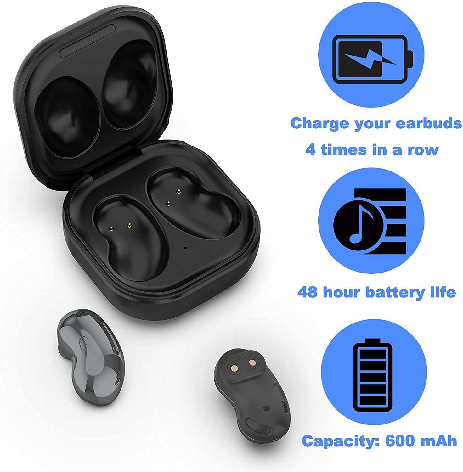 YoYaFe Charging Case for Galaxy Buds Live, Charger Case Compitable with Samsung Galaxy Buds Live Wireless Earbuds, Galaxy Buds Live Replacement Charger Case (Not Support Wireless Charging) - Black 3