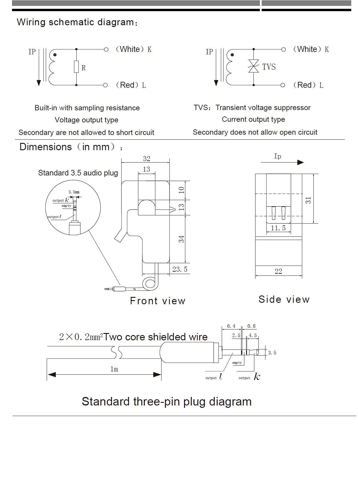 In ZIYUN (20A MAX) Split Core Current Transformer,AC Current Sensor,Output Class Analog Sensor,Working Principle Magnetic Sensor, useful for measuring whole building electricity consumption 3