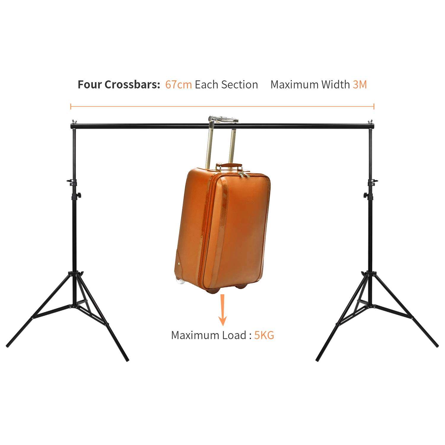 YISITONG Photo Video Studio Backdrop Stand 10ft Adjustable Portable Heavy Duty Background Stand Backdrop Support System Kit with Carry Bag 3