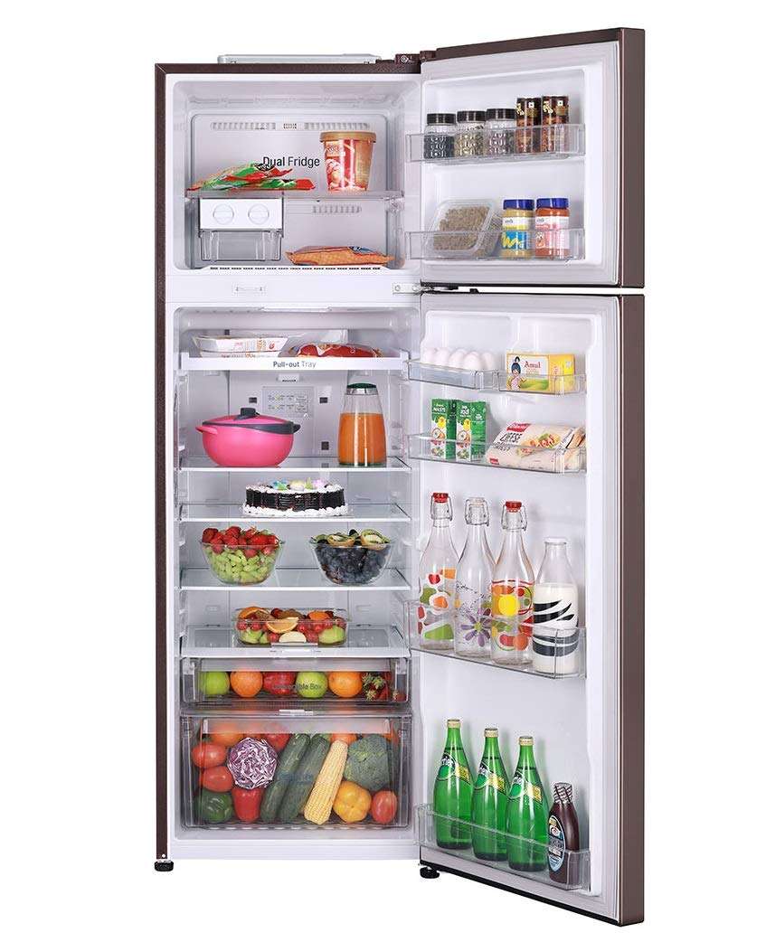 LG 360 L 3 Star Inverter linear Frost-Free Double-Door Refrigerator (GL-T402JASN, Amber Steel, Convertible) 4
