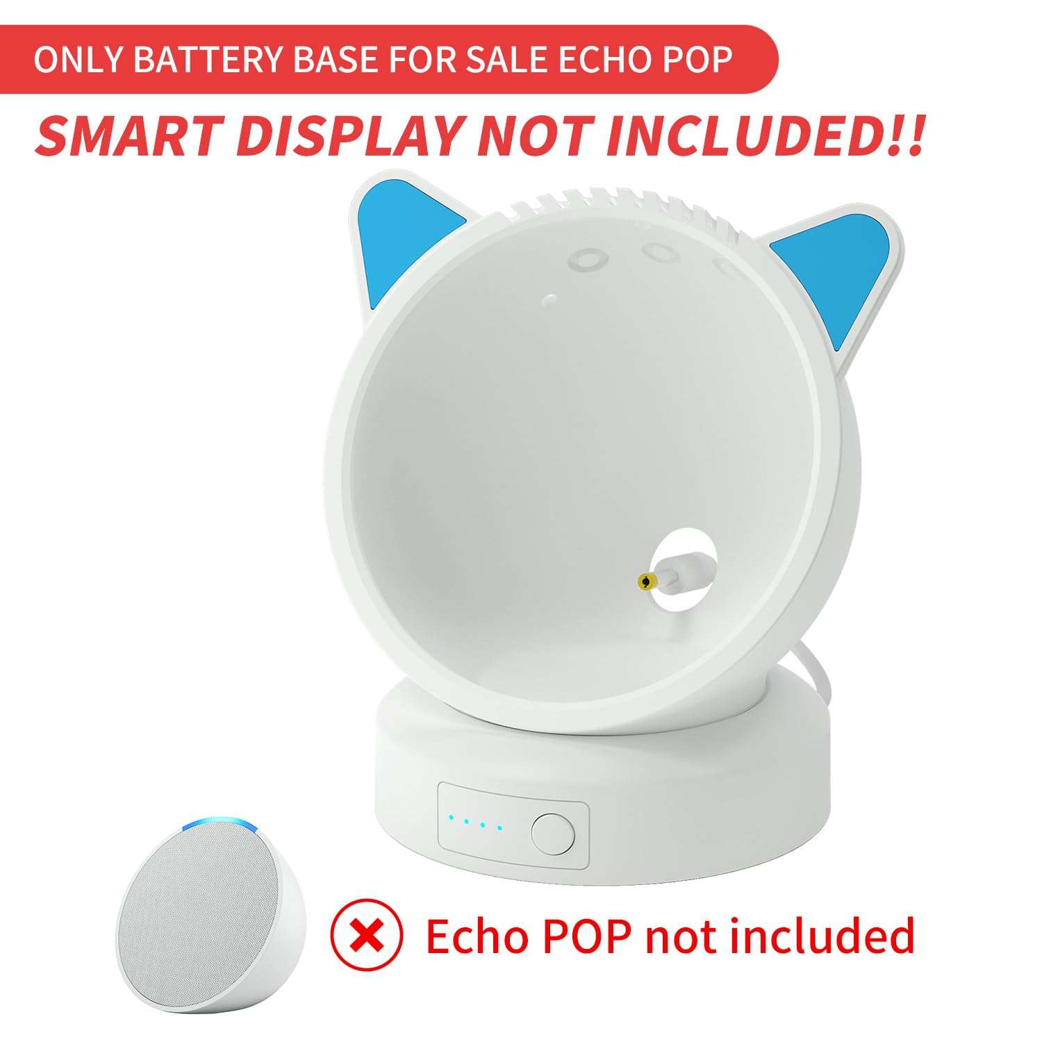 Liboer Echo Pop Battery Base Portable Charging Base for Echo Pop and Xiaodu Speaker, Echo Pop Battery Base with Protective Case (White) 3